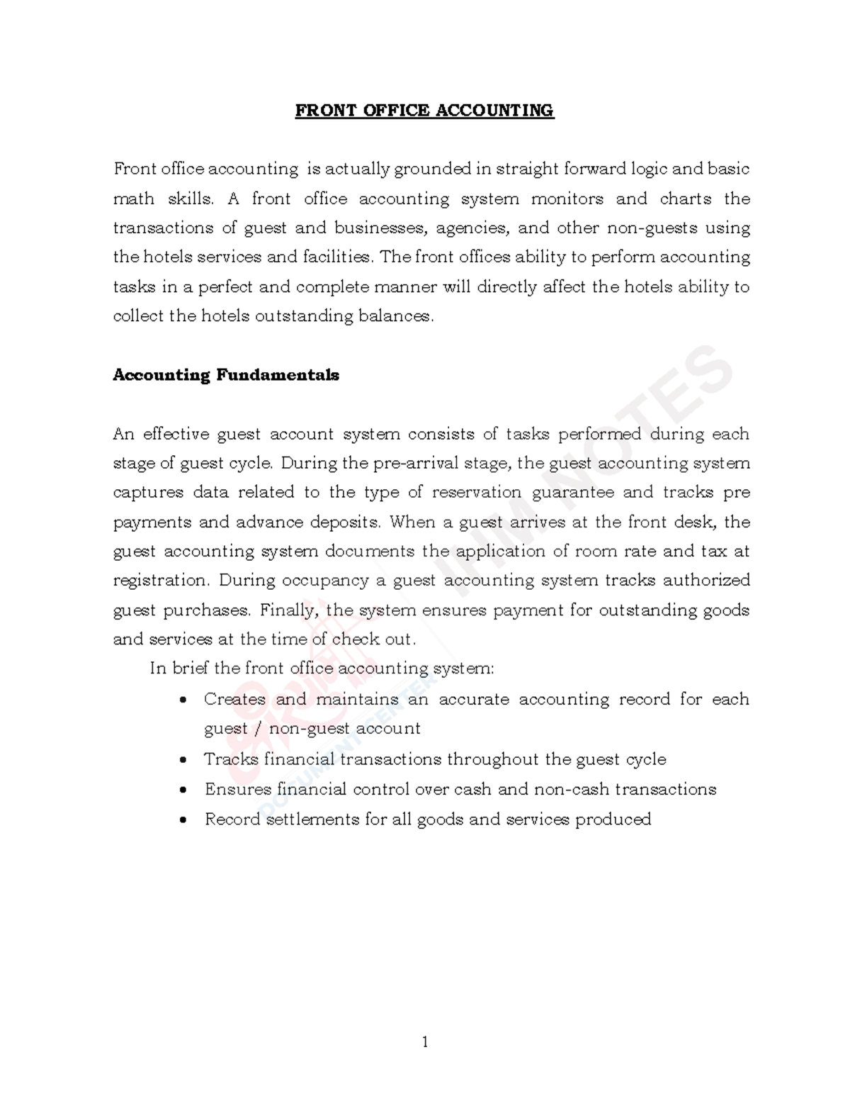 Ch2 Front Office ( Accounting) Delhi FRONT OFFICE ACCOUNTING Front