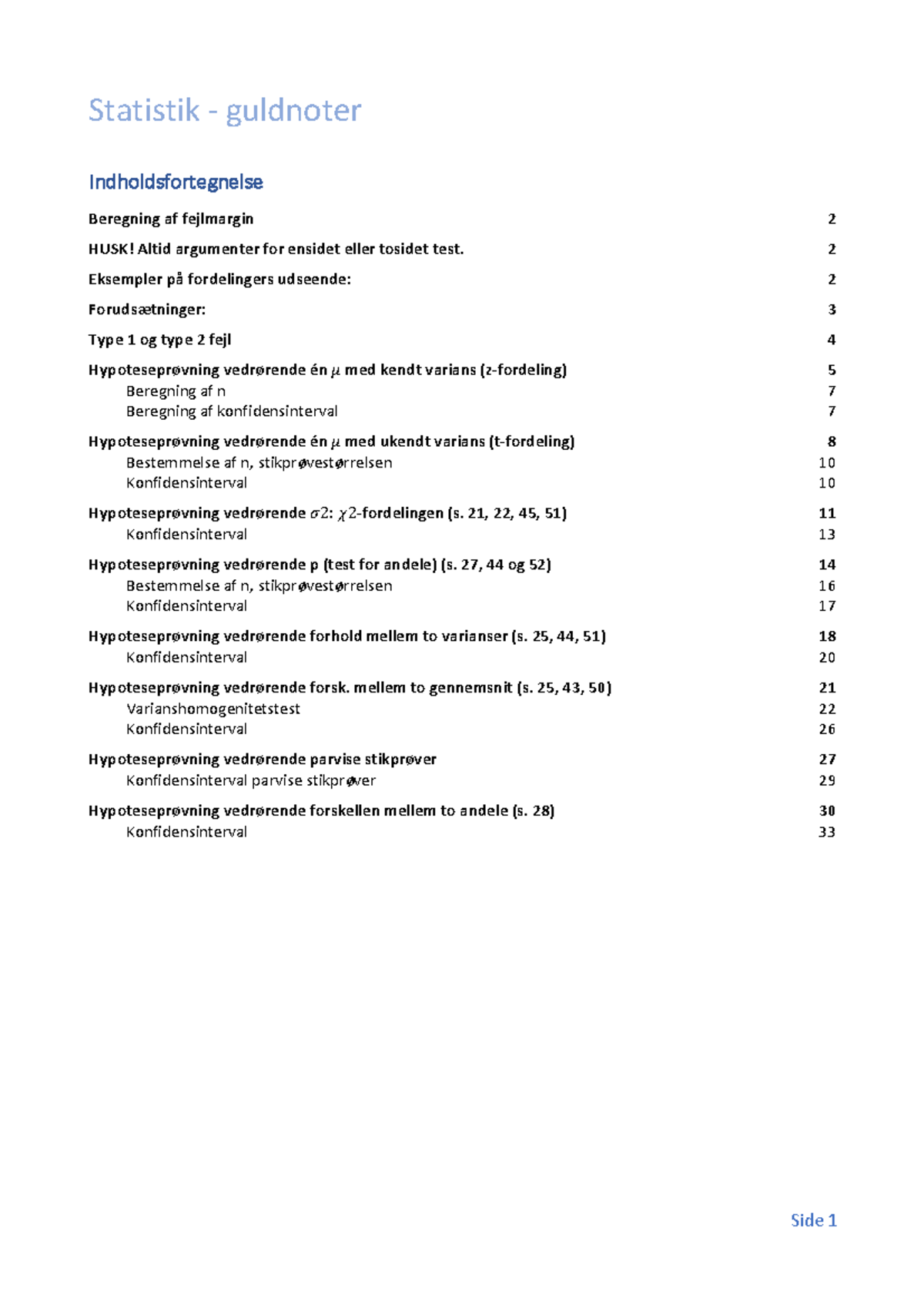 Statistik Guldnoter - Statistik - Guldnoter Beregning Af Fejlmargin ...