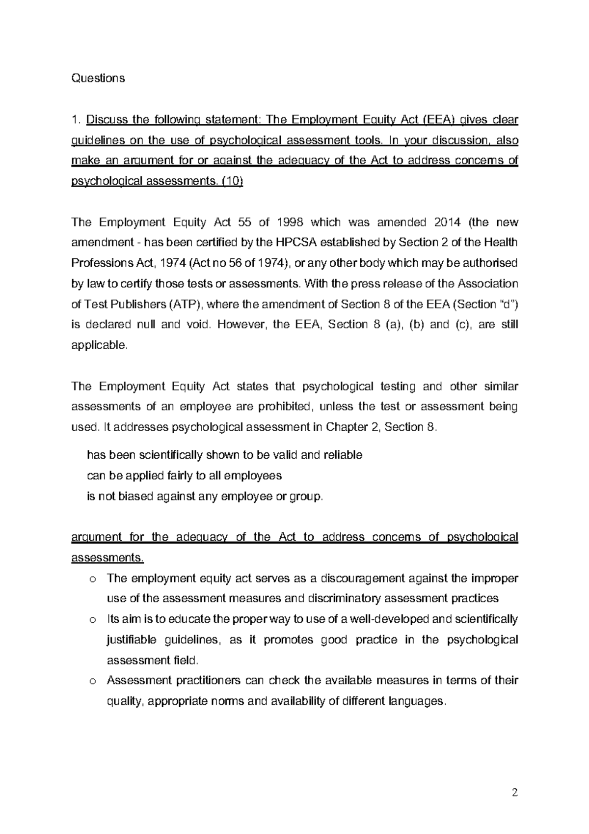 IOP3701 Assessment 1 - Questions Discuss the following statement: The ...