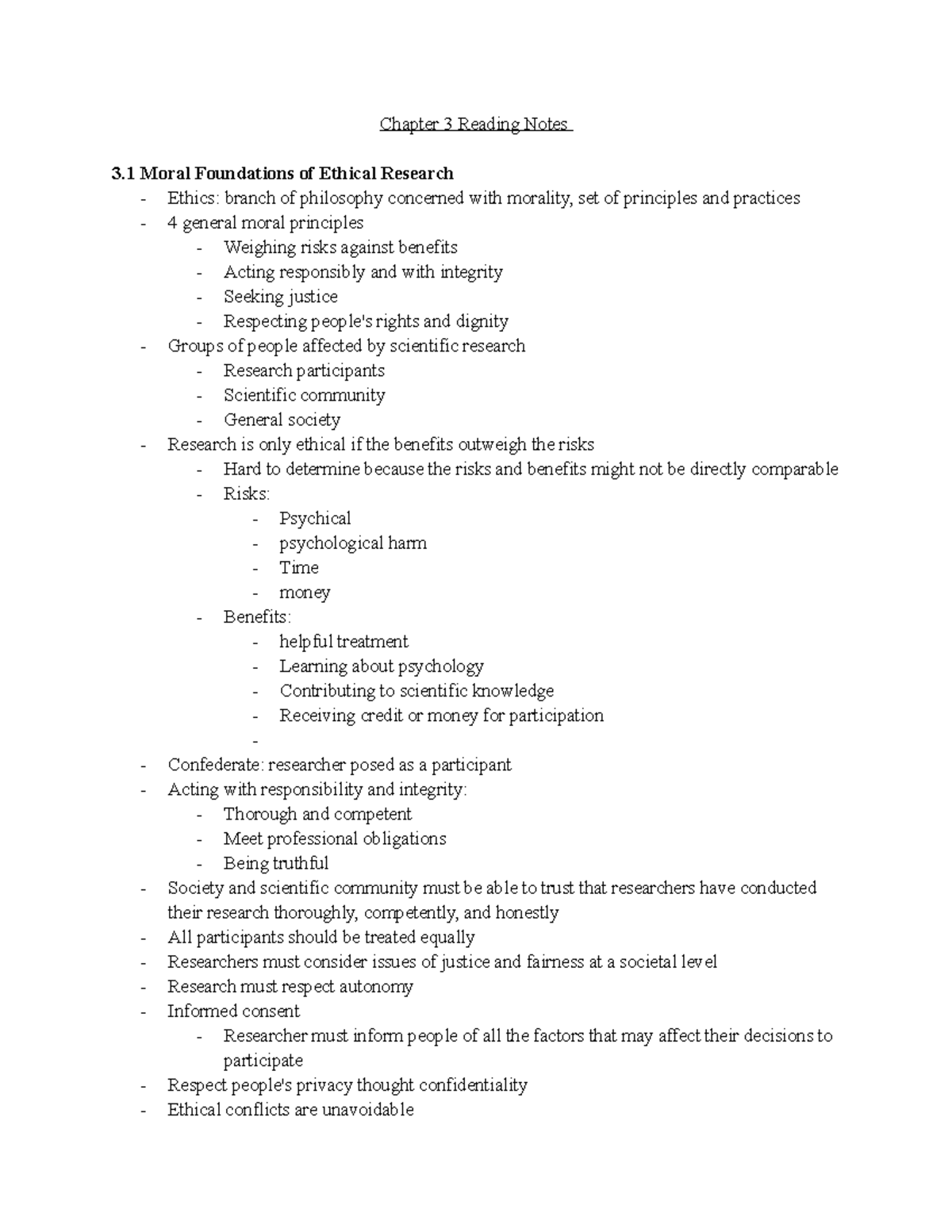 Ch 3 Reading Notes - Chapter 3 Reading Notes 3 Moral Foundations of ...