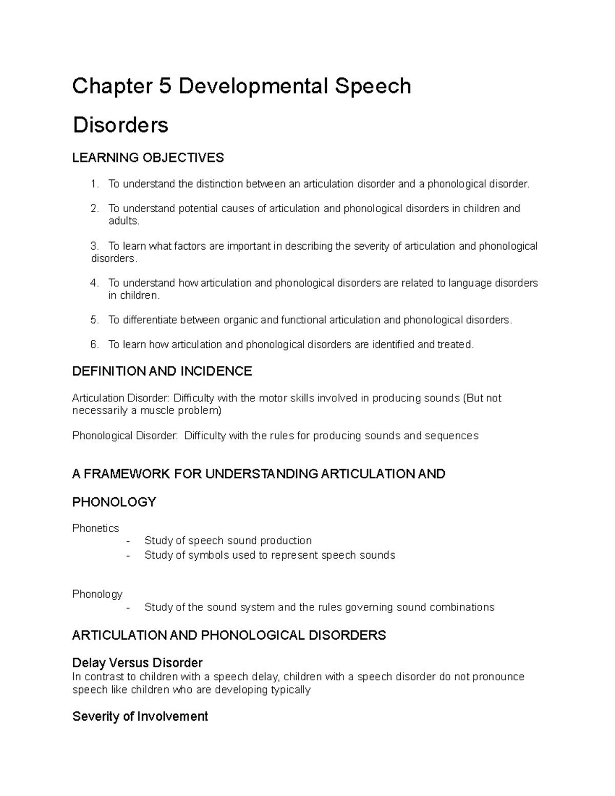 Chapter 5 Developmental Speech - Chapter 5 Developmental Speech ...