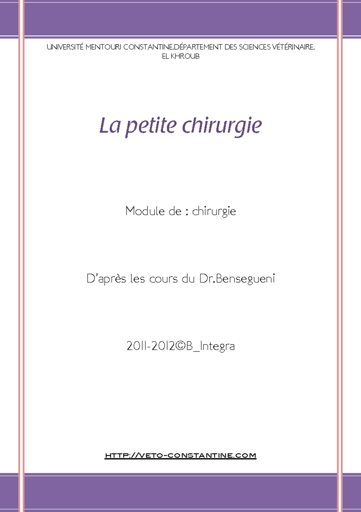 3 la petite chirurgie 2011 2012 Studocu