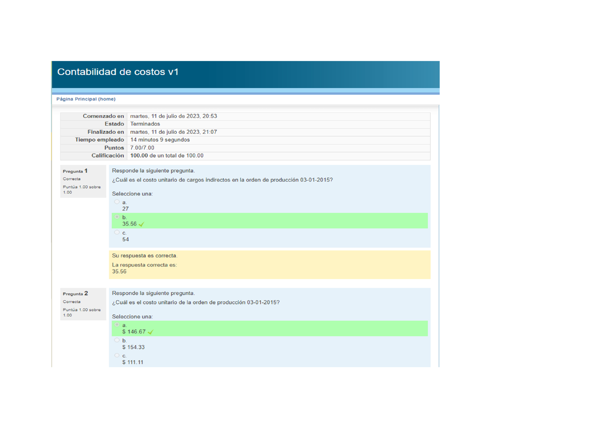 Examen Contabilidad De Costos UVEG Studocu