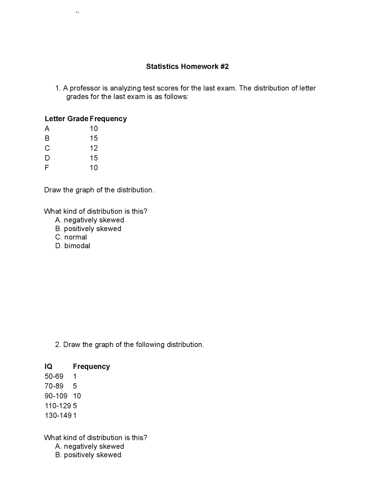 statistics homework 2