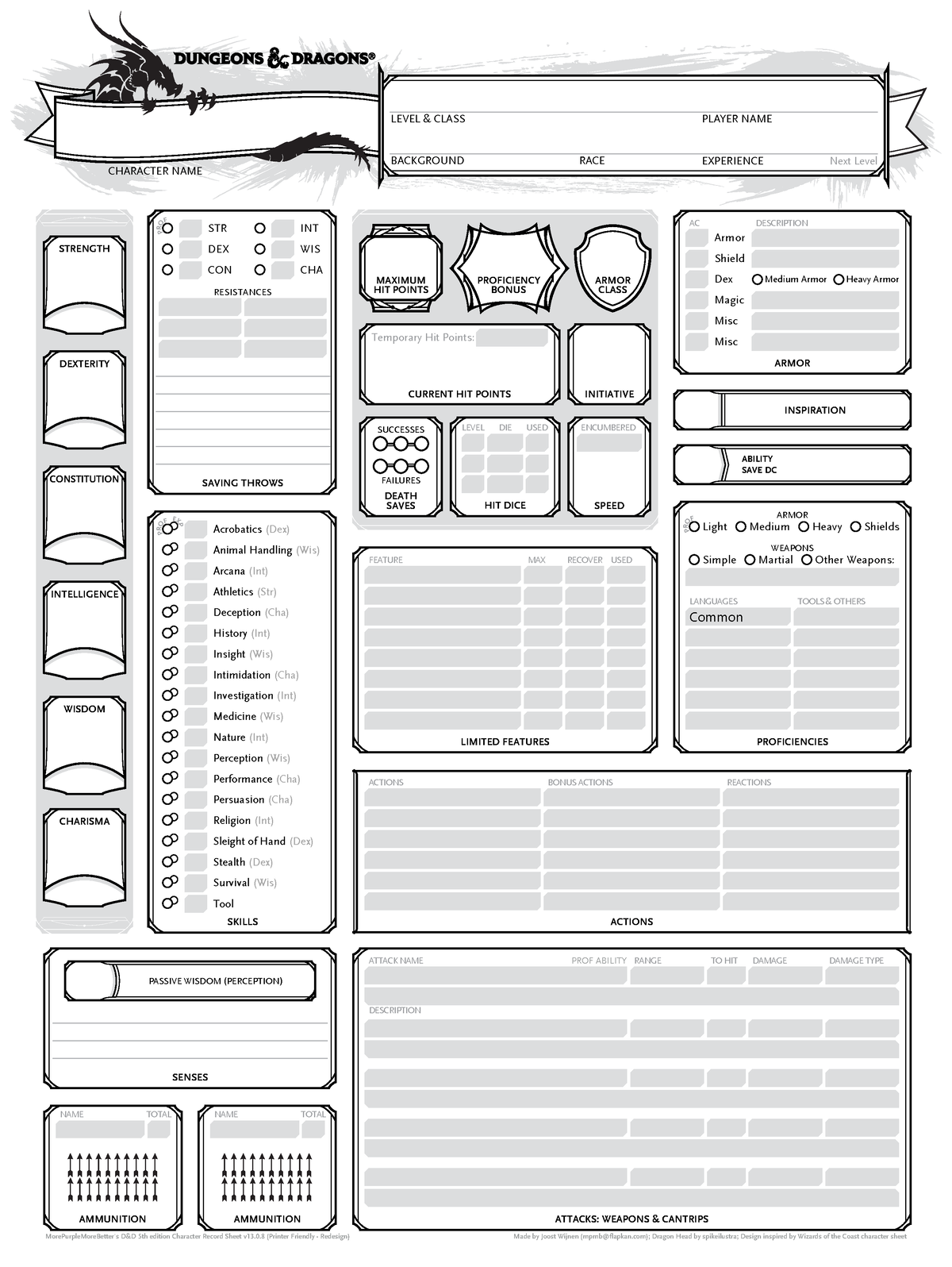 MPMB's Character Record Sheet (v13.0.8) [Printer Friendly - Redesign ...