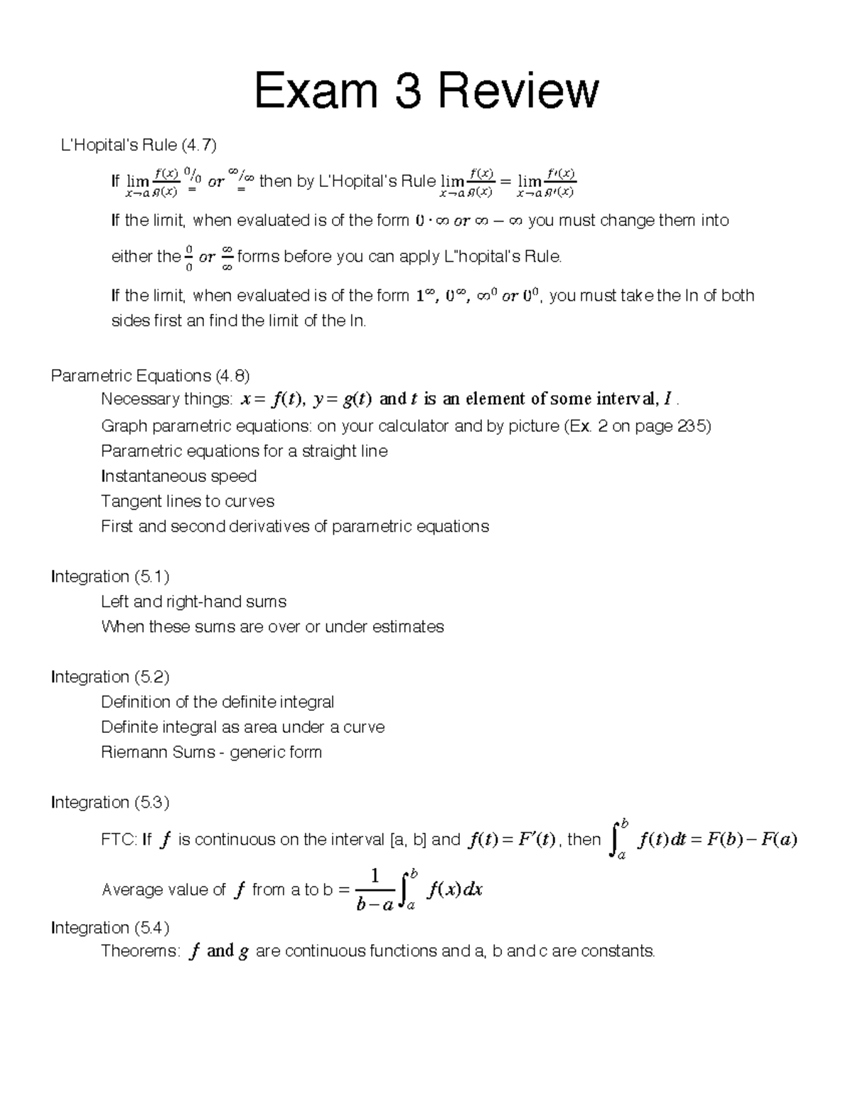 Exam 3 Review Topics Math 106 Studocu