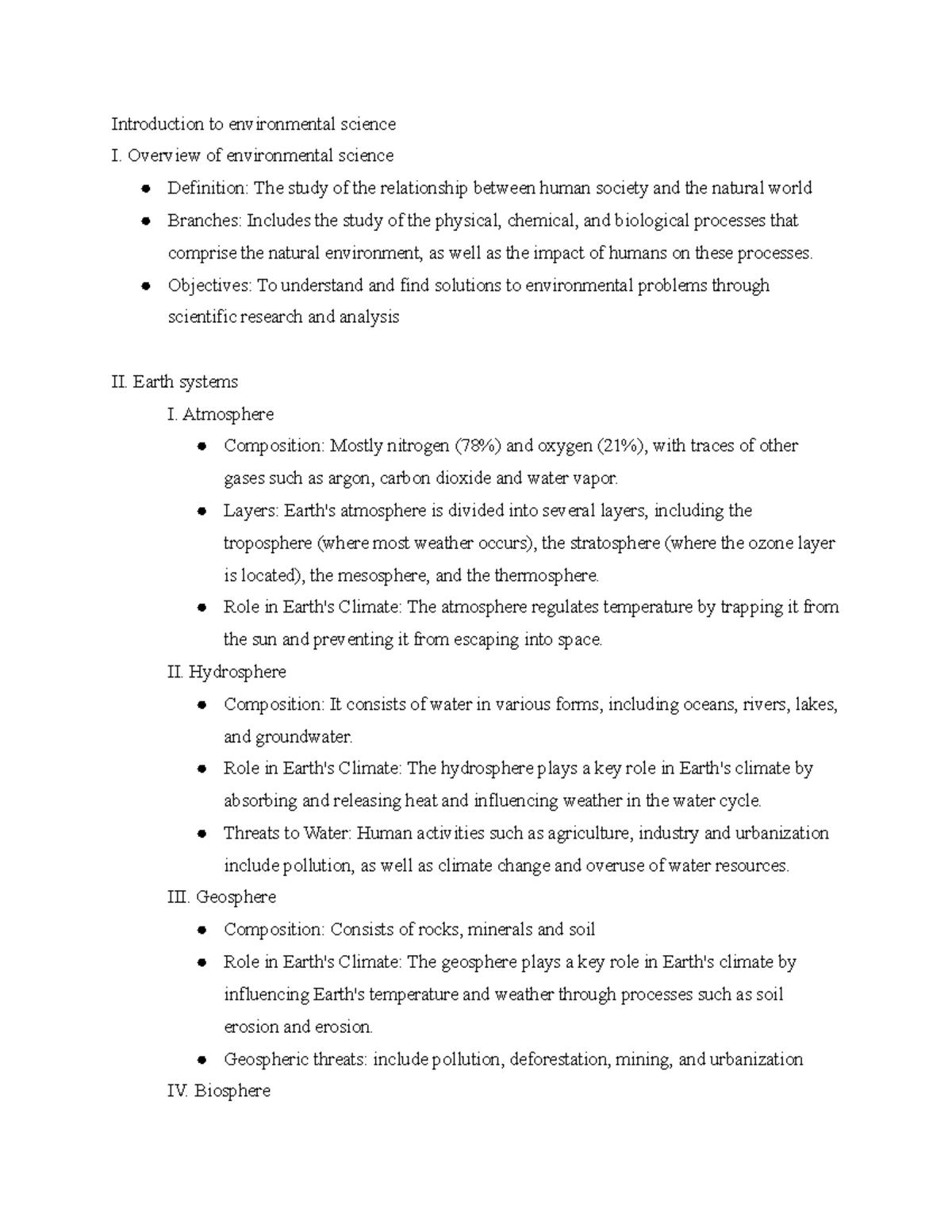 Intro To Environmental Science Lecture Notes - Introduction To ...