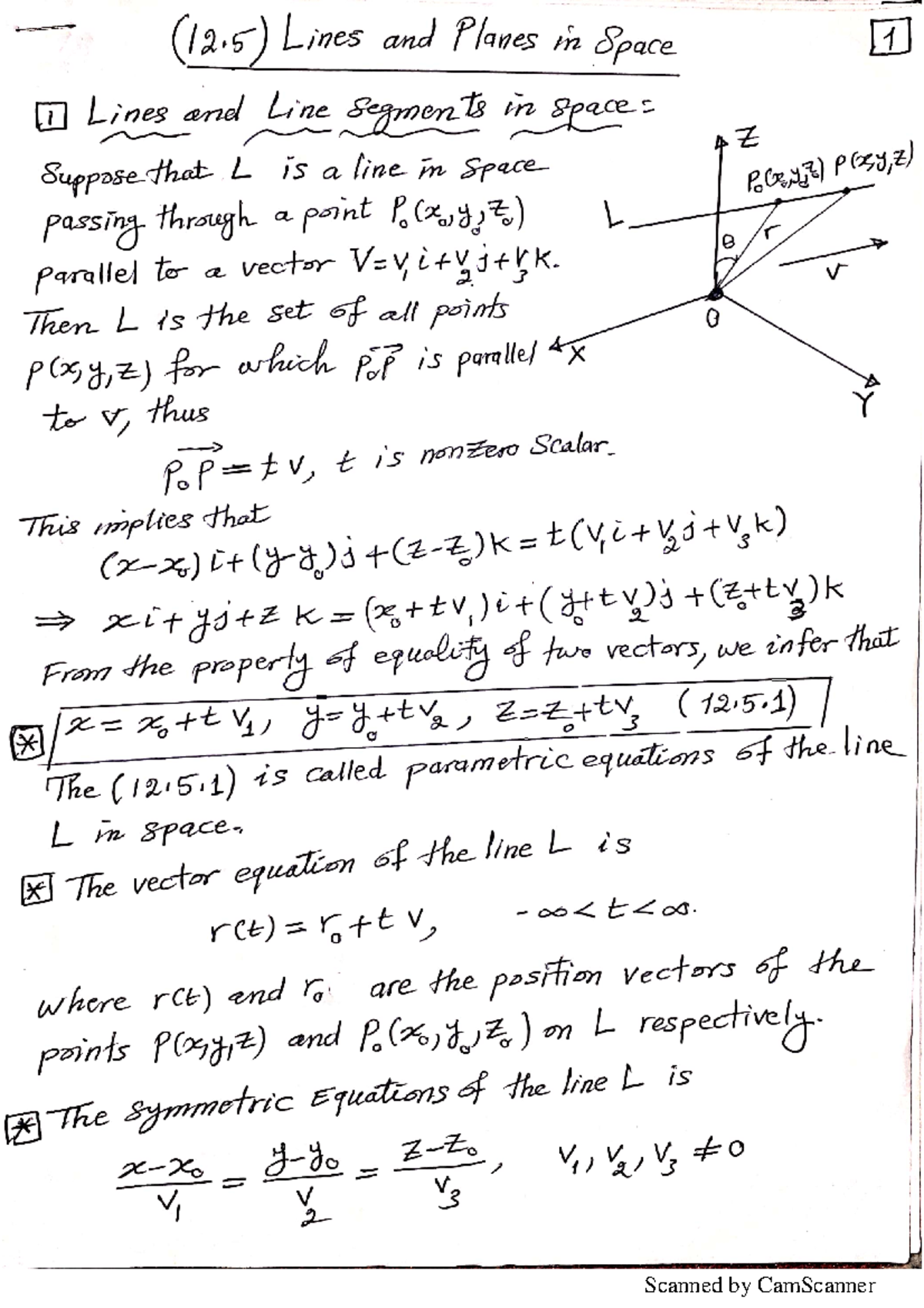 Sec (12.5) - Lines and Planes in Space - Mathematics II - Studocu