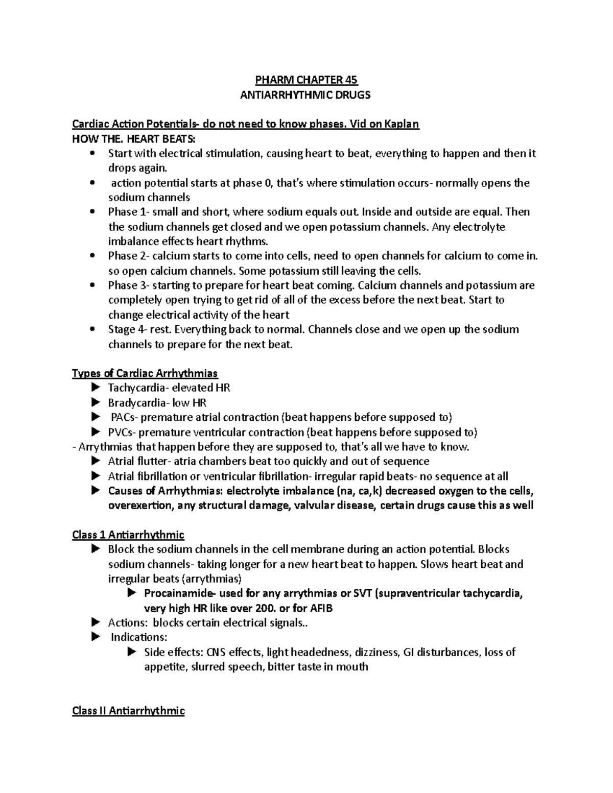 Pharm Chapter 45 - Dr.Blank - PHARM CHAPTER 45 ANTIARRHYTHMIC DRUGS ...