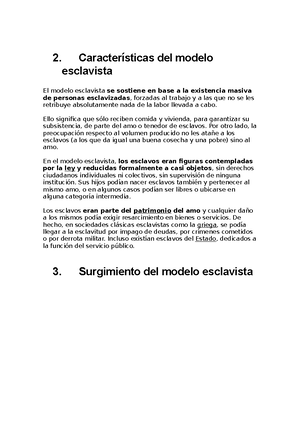 Características del modelo esclavista - 2. Características del modelo  esclavista El modelo - Studocu