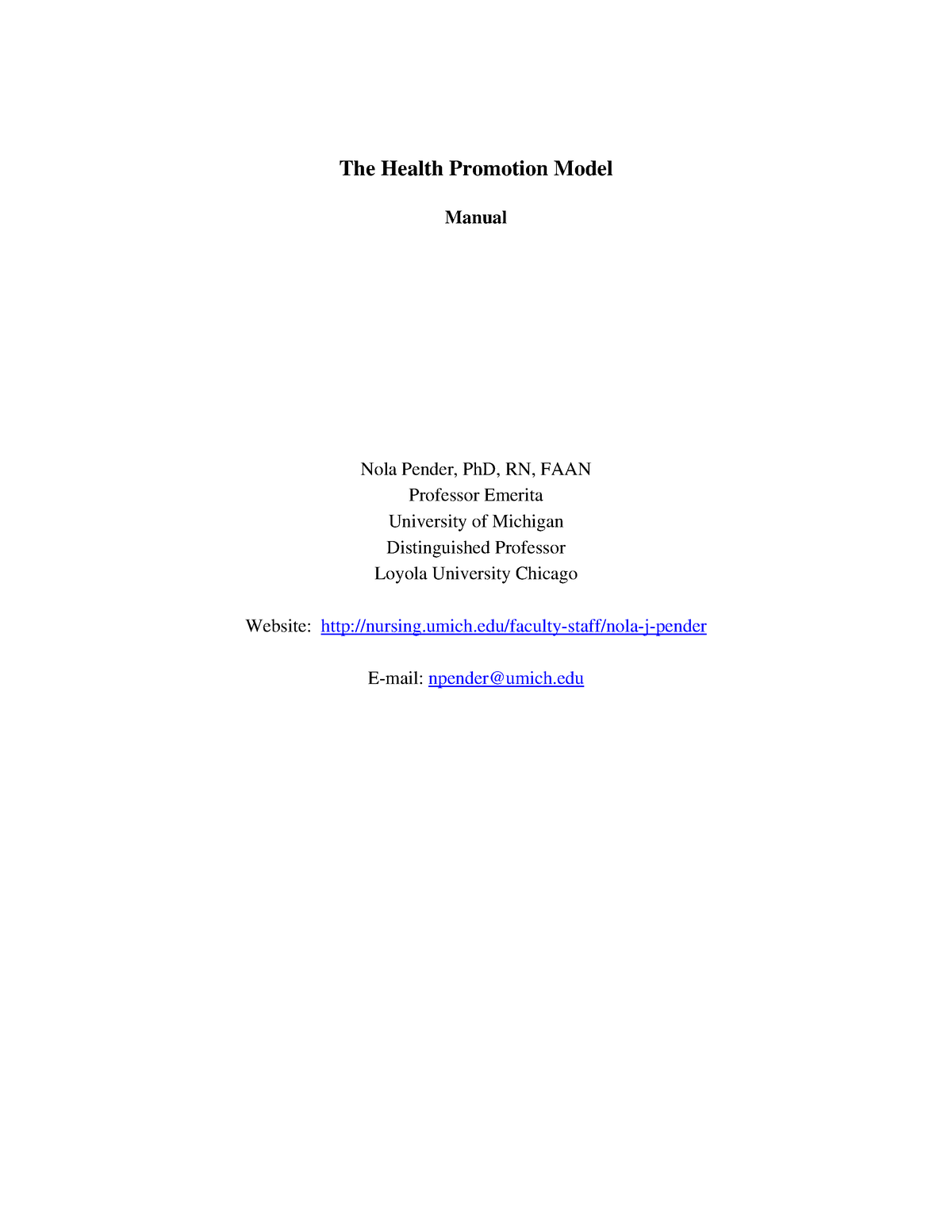 The Health Promotion Model The Health Promotion Model Manual Nola   Thumb 1200 1553 