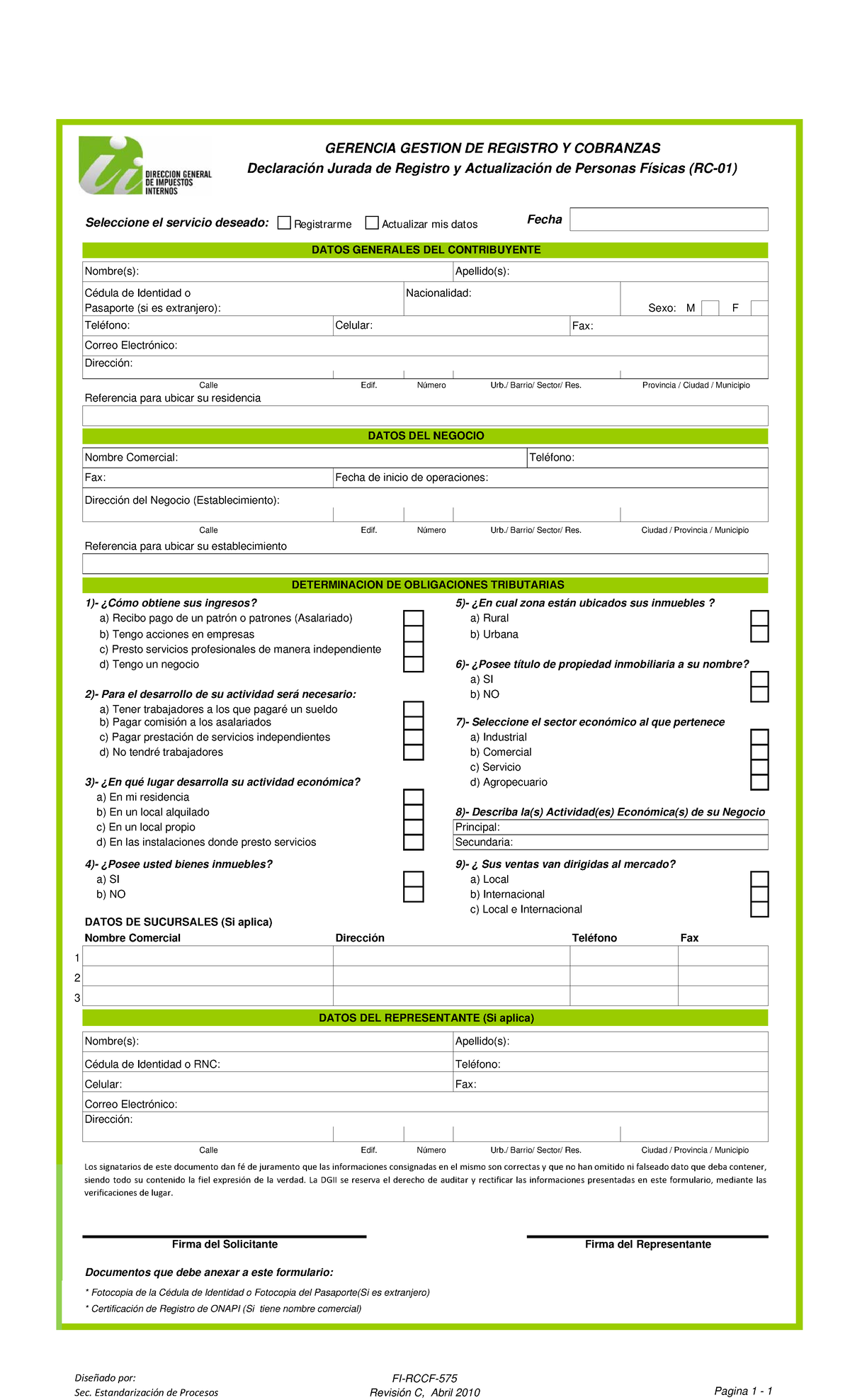 1.4 RC-01 (RNC) - ... - Seleccione el servicio deseado: Fecha Cédula de ...