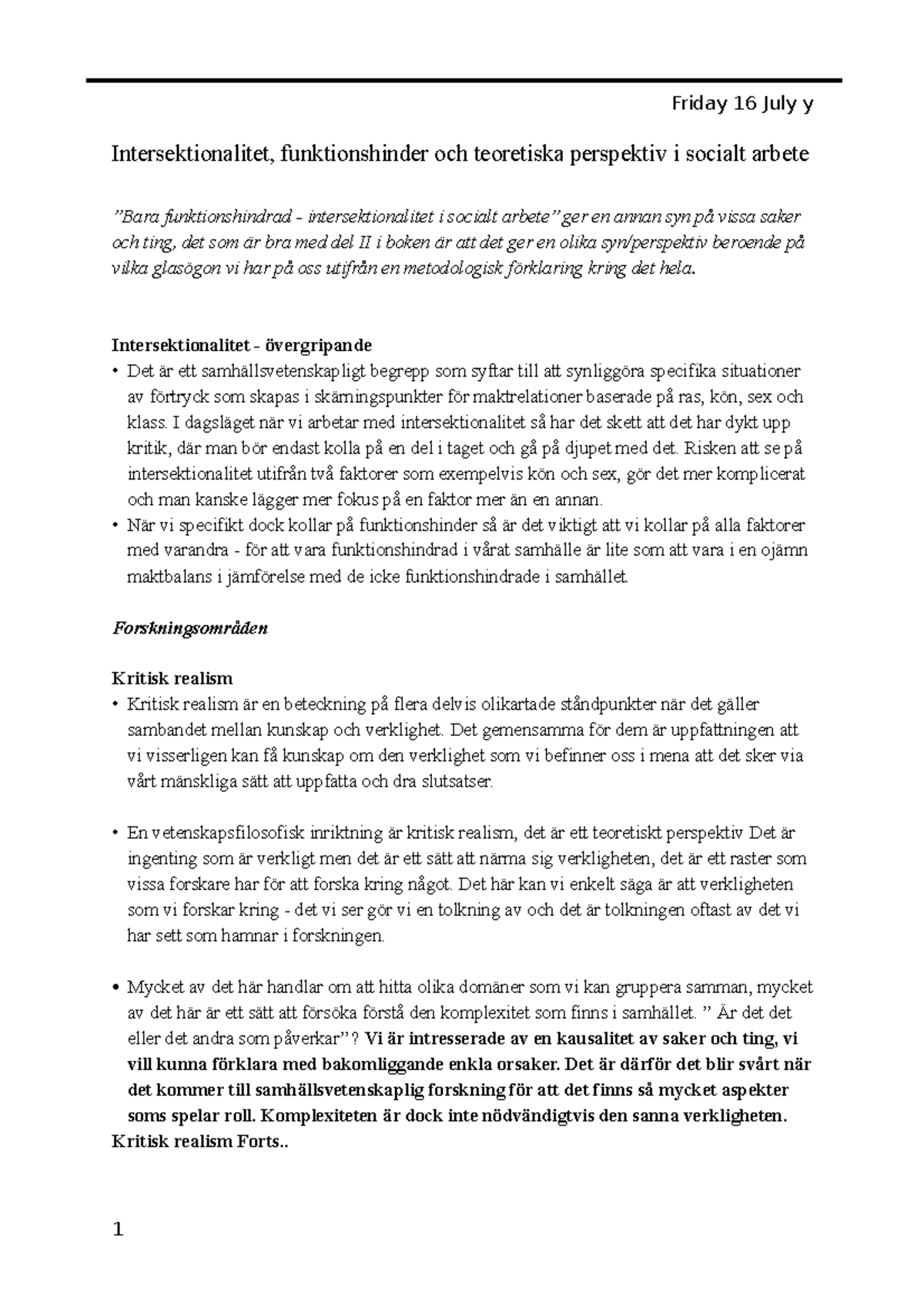 Intersektionalitet, FH, TP I Socialt Arbete - Intersektionalitet ...