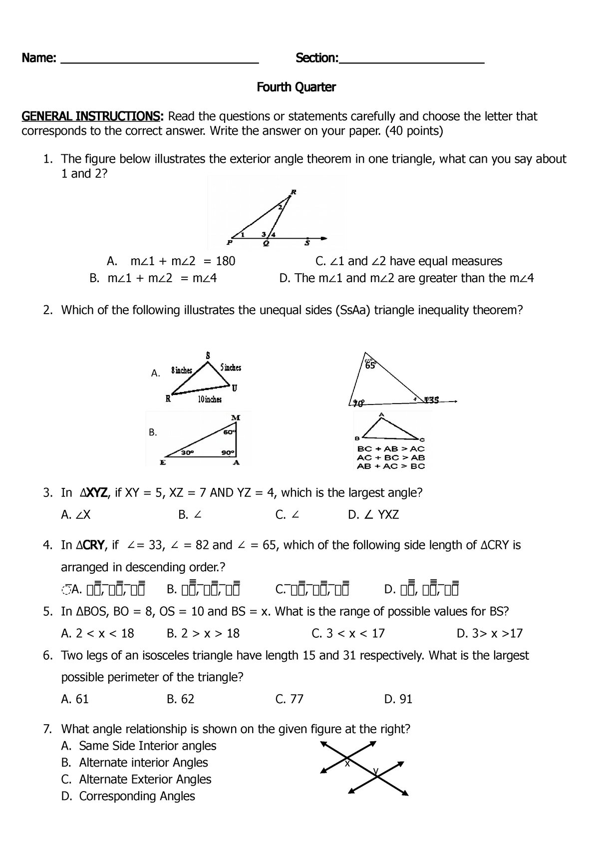 Reviewer-FOR-EXAM - math 8 quarter 4 reviewer - Name ...