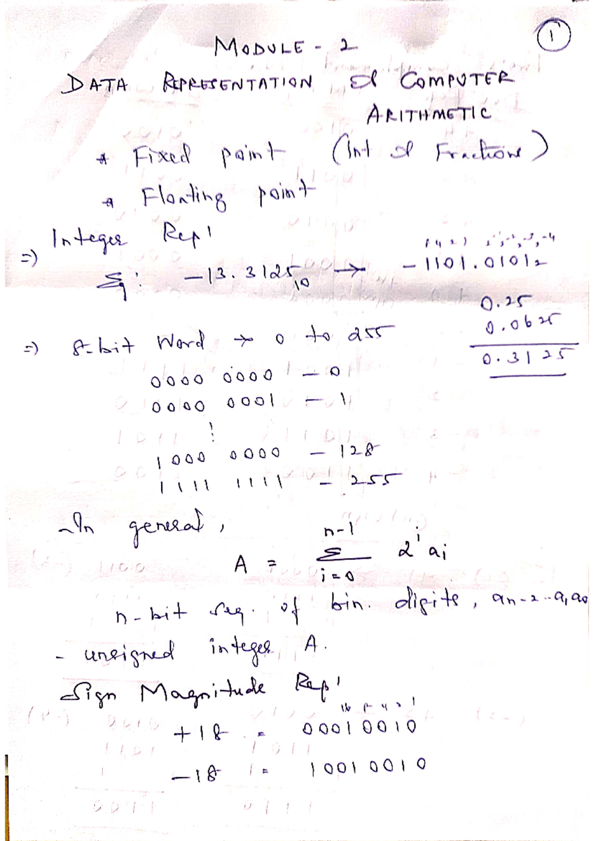5- Module 2 - Introduction to Data Representation - Arithmetic ...