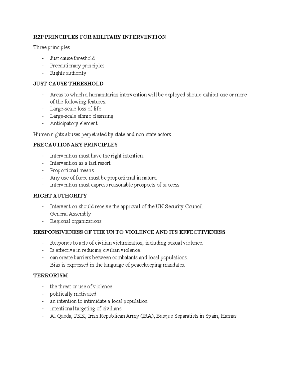 International LAW Notes 23 - R2P PRINCIPLES FOR MILITARY INTERVENTION ...
