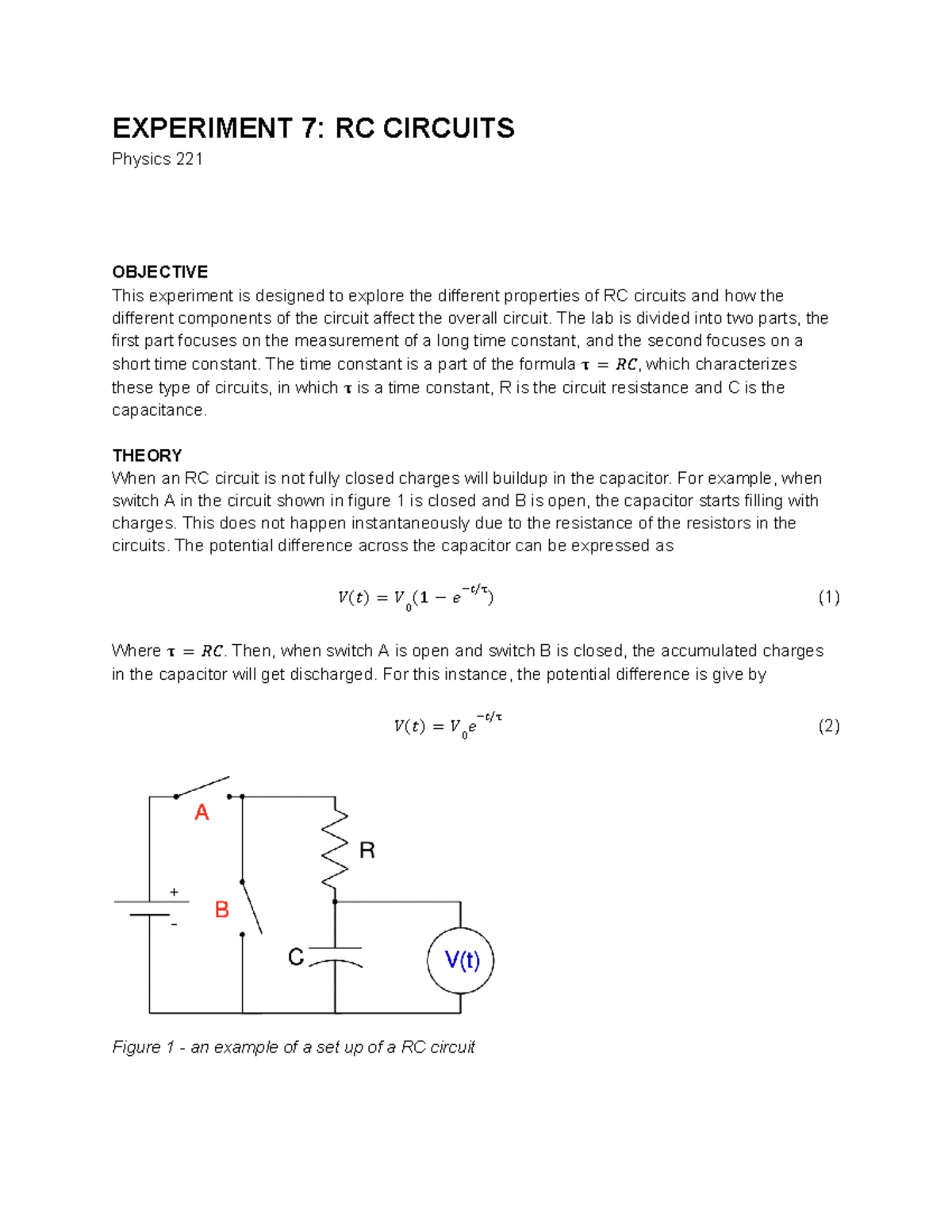 Phys 221 Lab 7 - This Is A Lab Assignment For Lab 7 In Physics 221 ...