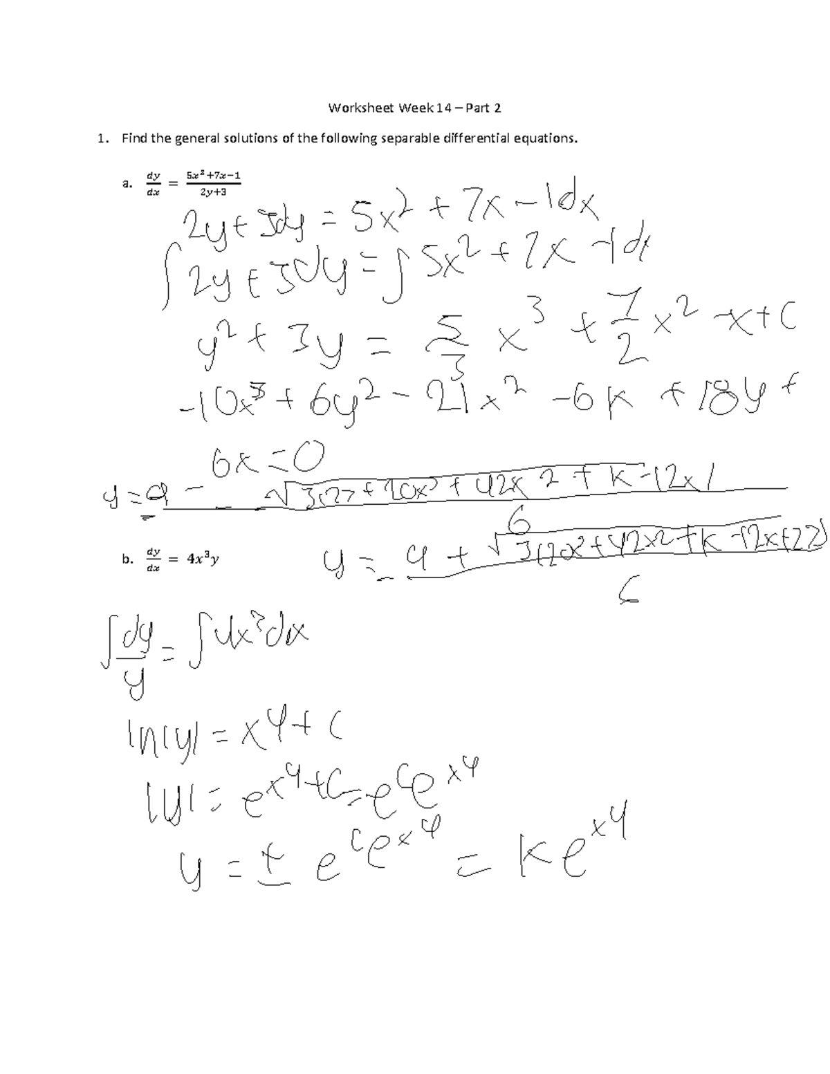 Recitation+week+14+-+day+2 - Worksheet Week 14 – Part 2 Find the ...