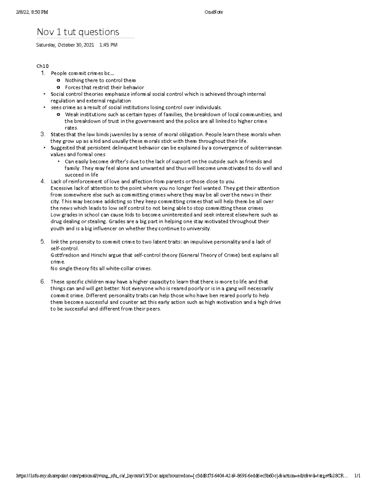 Tut 8 notes - 2/8/22, 8:50 PM OneNote - Studocu