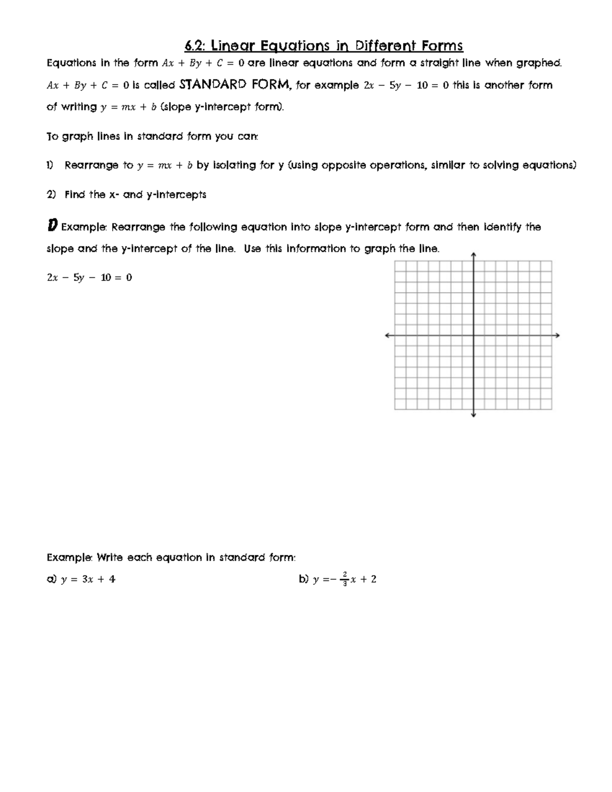 6.2 Linear Equations in Different Forms - 6: Linear Equations in ...