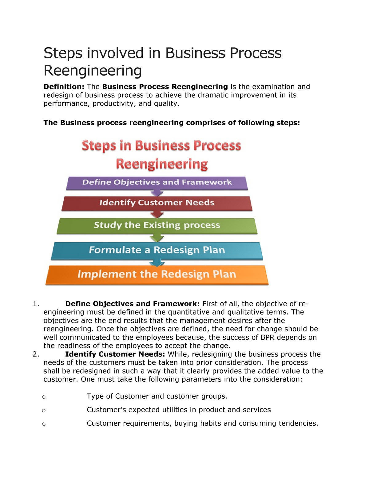 Steps Involved In Business Process Reengineering Business Information 