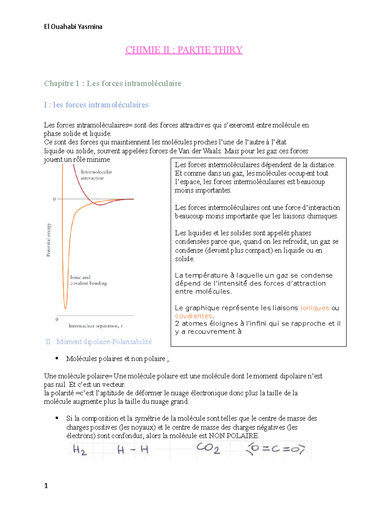 Chimie 2 partie 2 CHIMIE II PARTIE THIRY Chapitre 1 Les forces