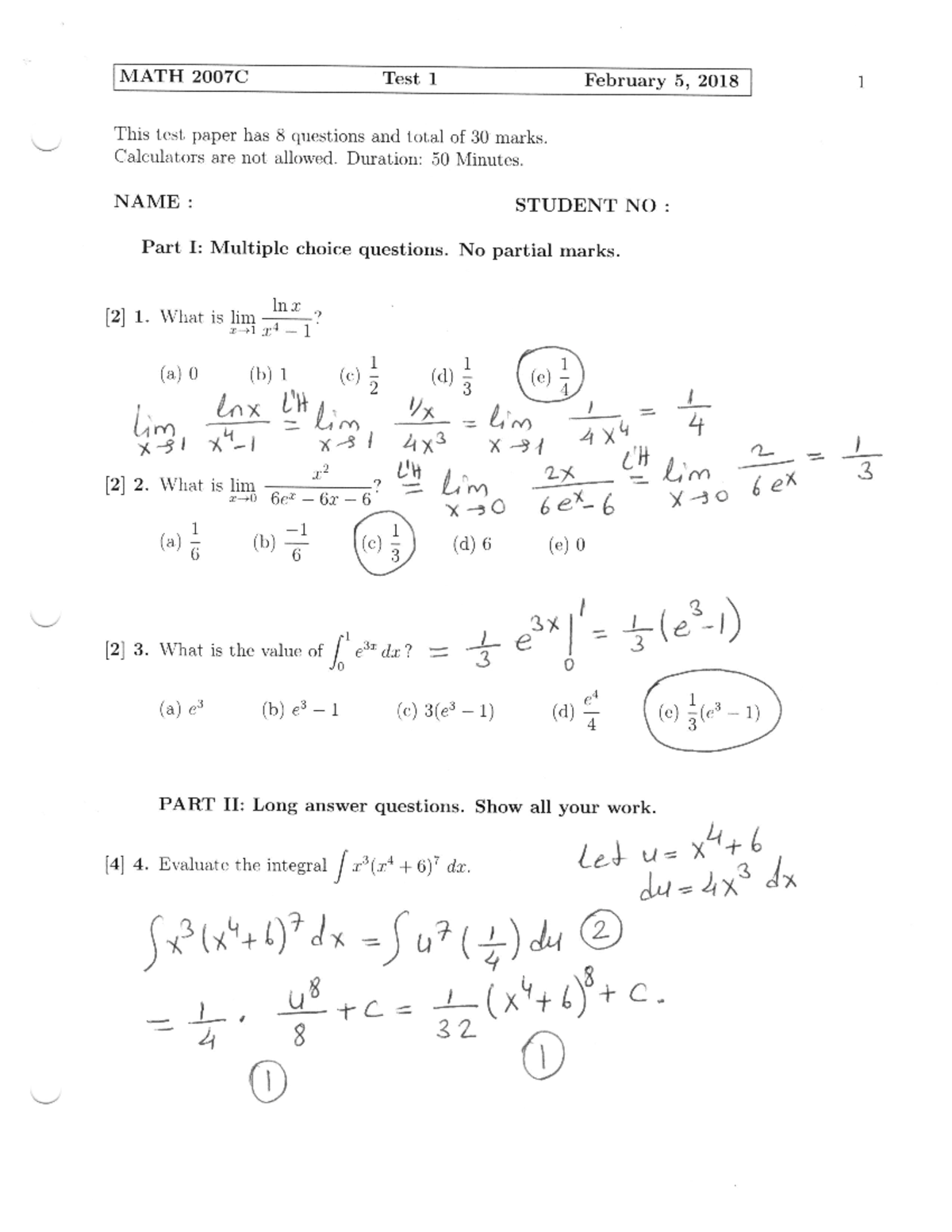 Tests 1, 2 and 3 solutions - Math 2007 - Studocu