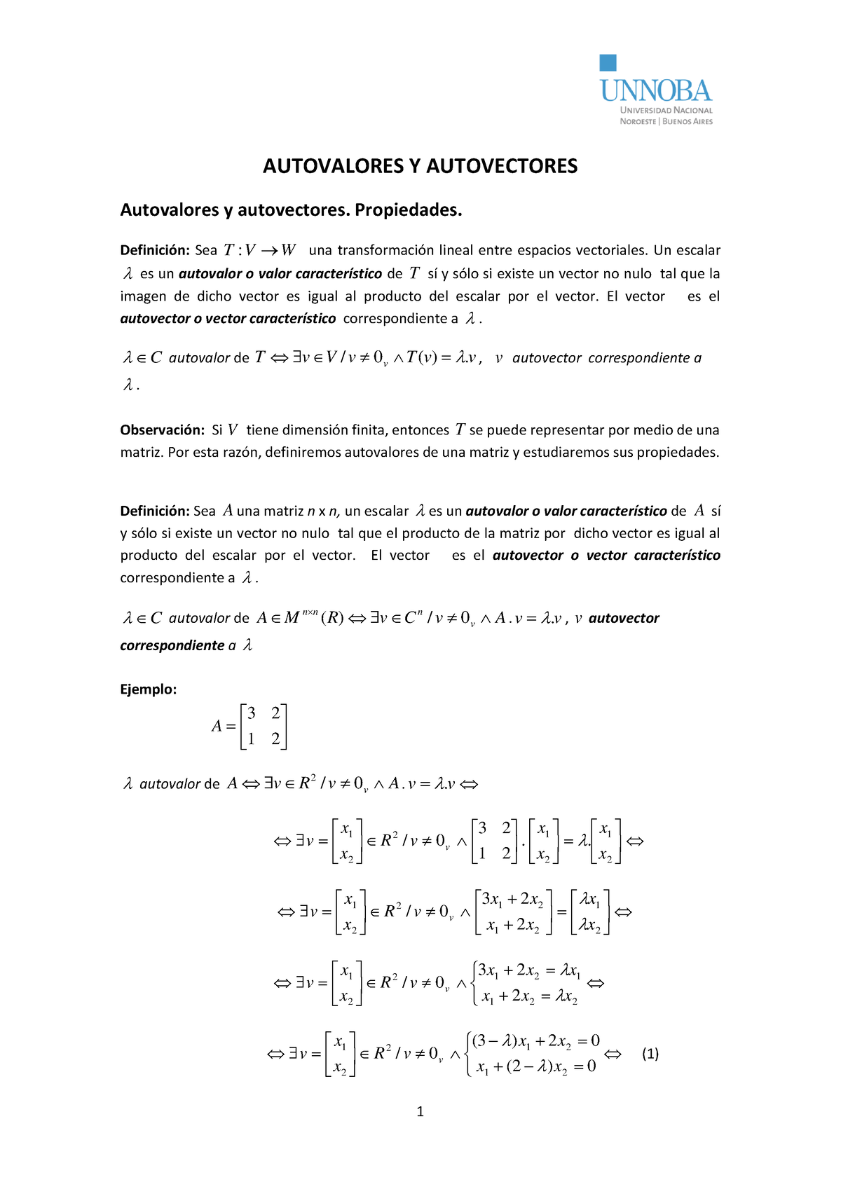 Autovalores Y Autovectores. Teoría - AUTOVALORES Y AUTOVECTORES ...