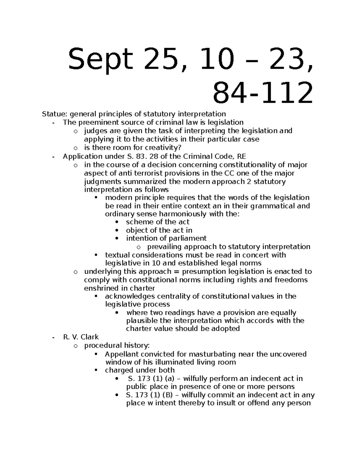 Sept 25 - Reading Note - Sept 25, 10 – 23, 84- Statue: general ...