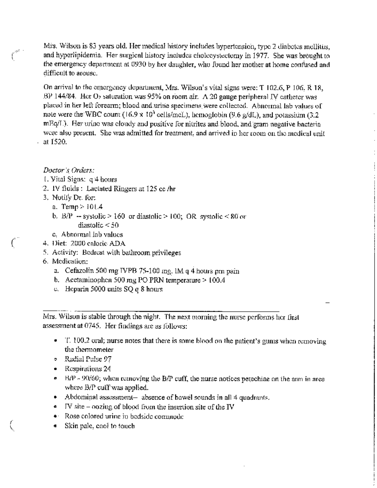 N245 Week 3 Pre-Class Assignment DIC Case Study and Answers - Nur 243 ...