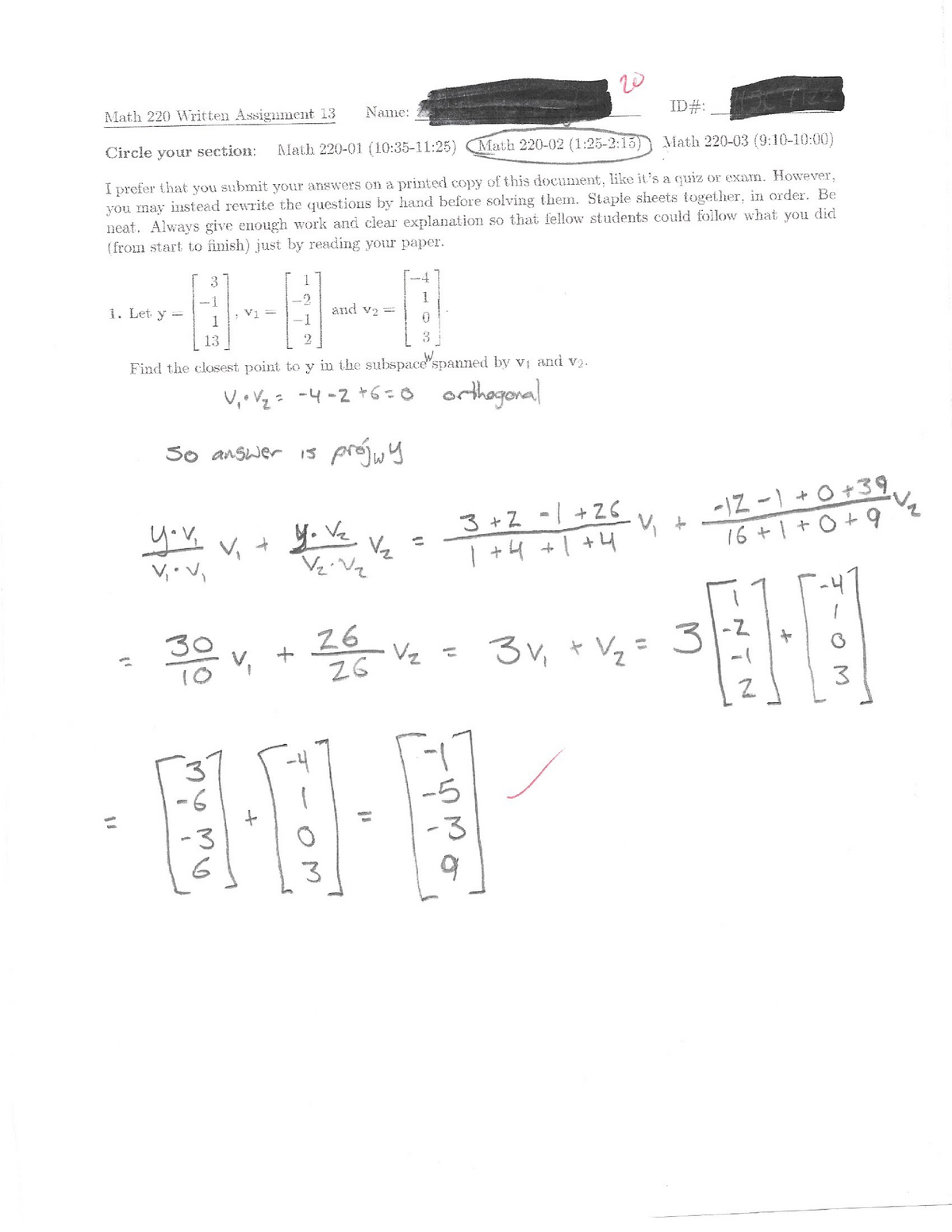 Math 220 Written 13 - MATH 220 - Circle Your I Prefer You Your Angwefi ...