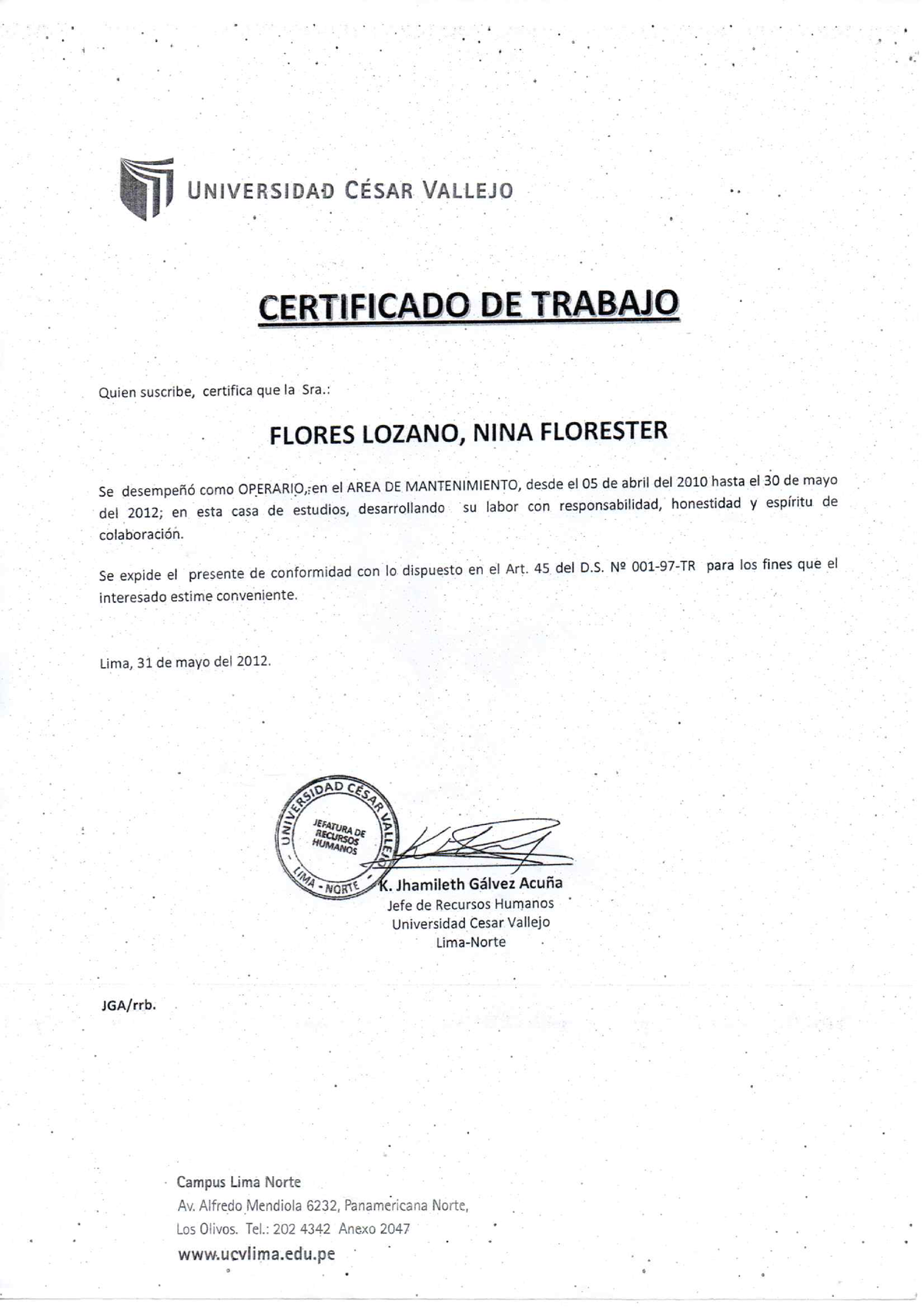 CERT Certificado De Trabajo Redaccion Universitaria Y Catedra Vallejo UCV Studocu