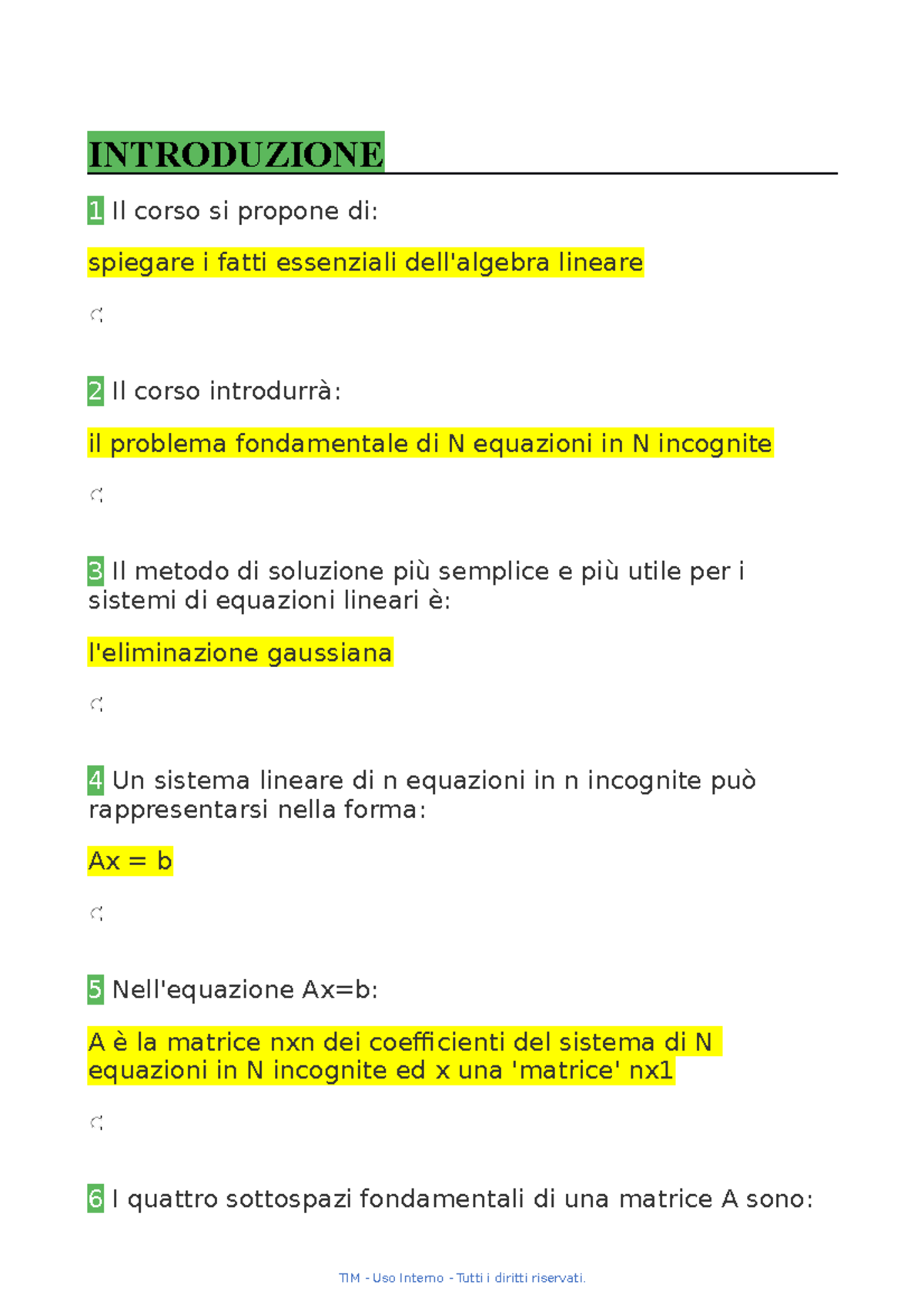 algebra dei coefficienti