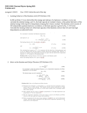 Problem SET 3 questions - PHYS 3331 Thermal Physics Spring 2021 Problem ...