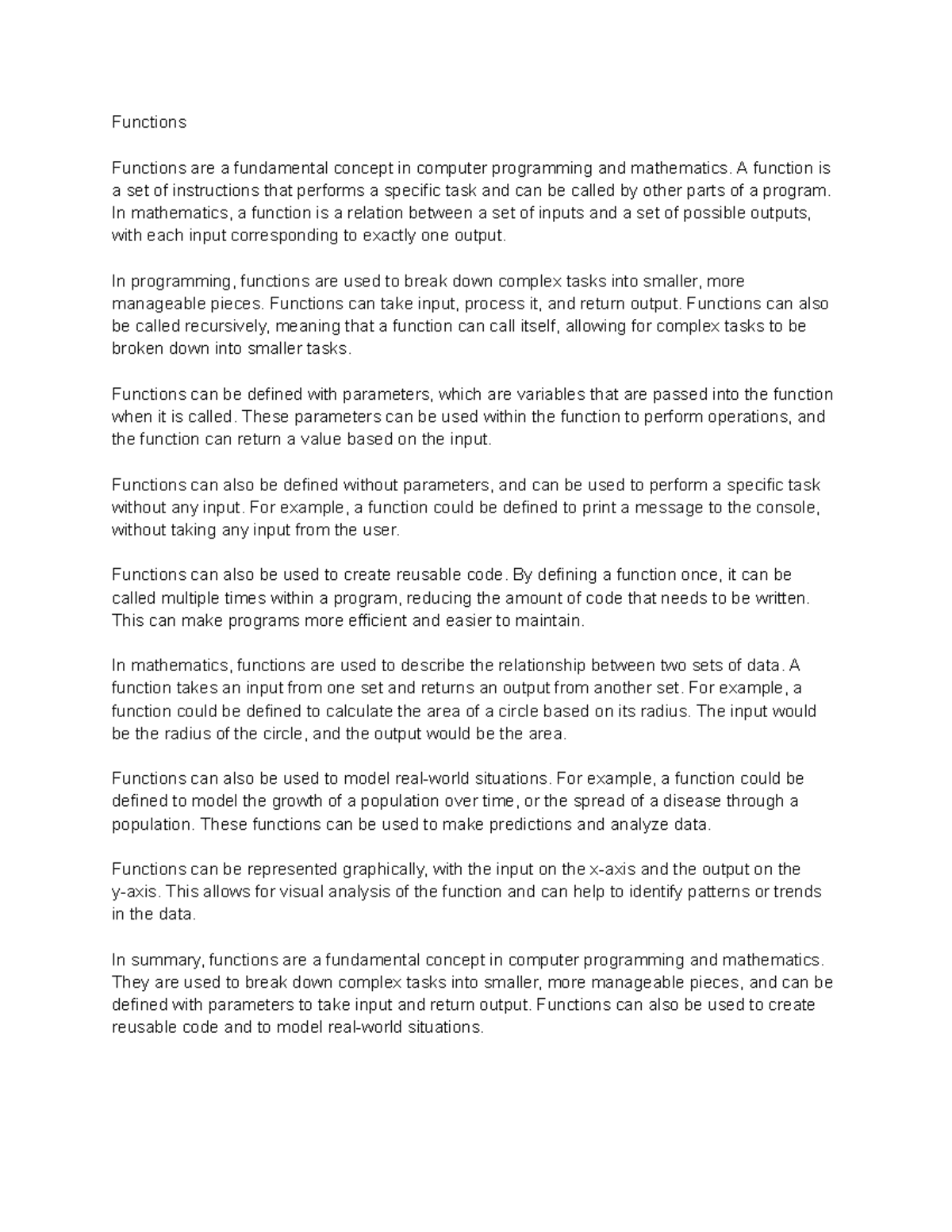 Functions - Functions Functions are a fundamental concept in computer ...