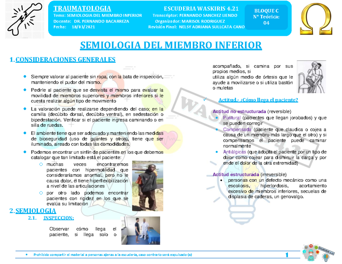 04-T-18-03 Semiologia Del Miembro Inferior - Tema: SEMIOLOGIA DEL ...