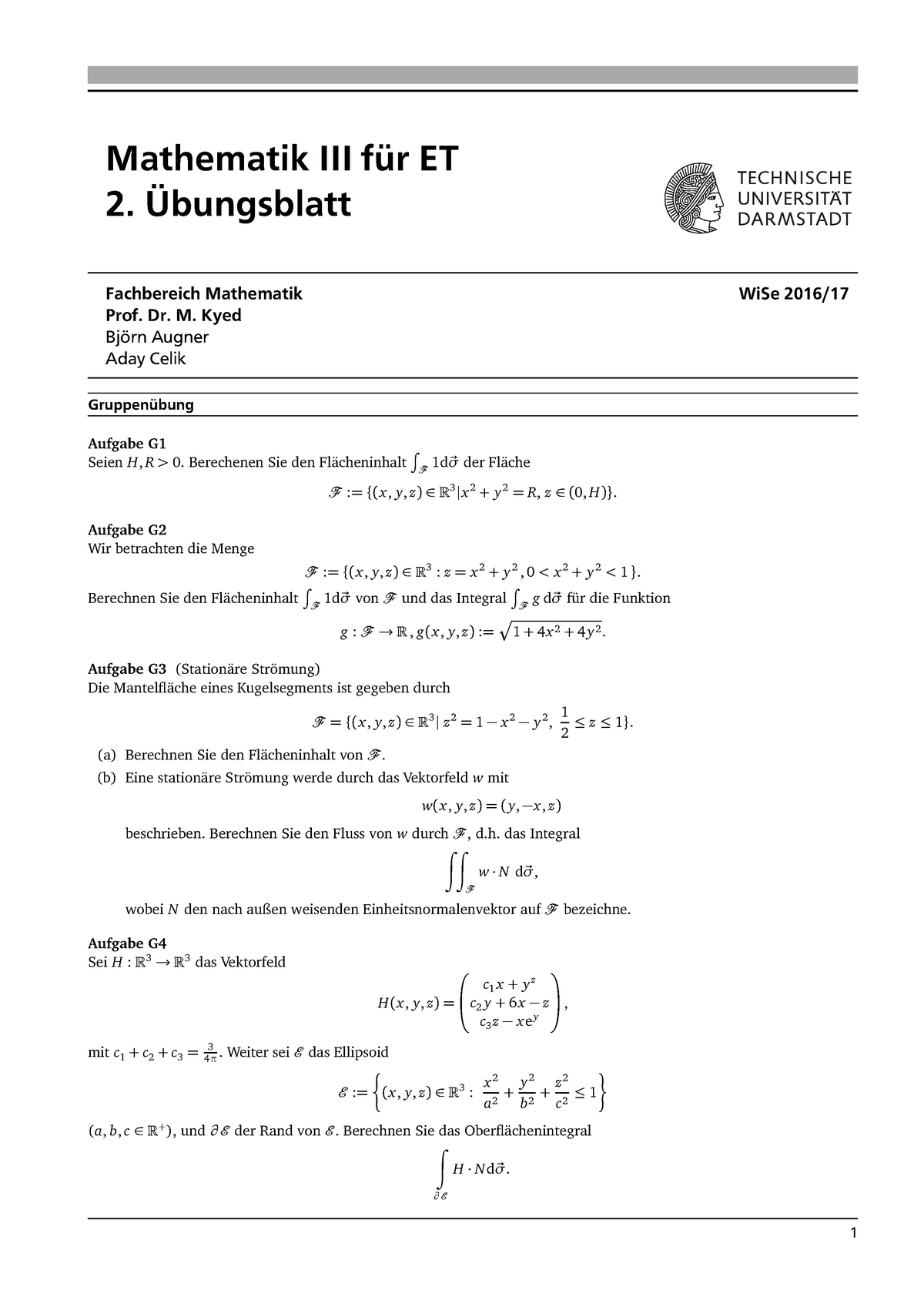 Uebung 02 Ubung 2 Mathe 3 Mathematik Iii Et Bungsblatt Fachbereich Studocu