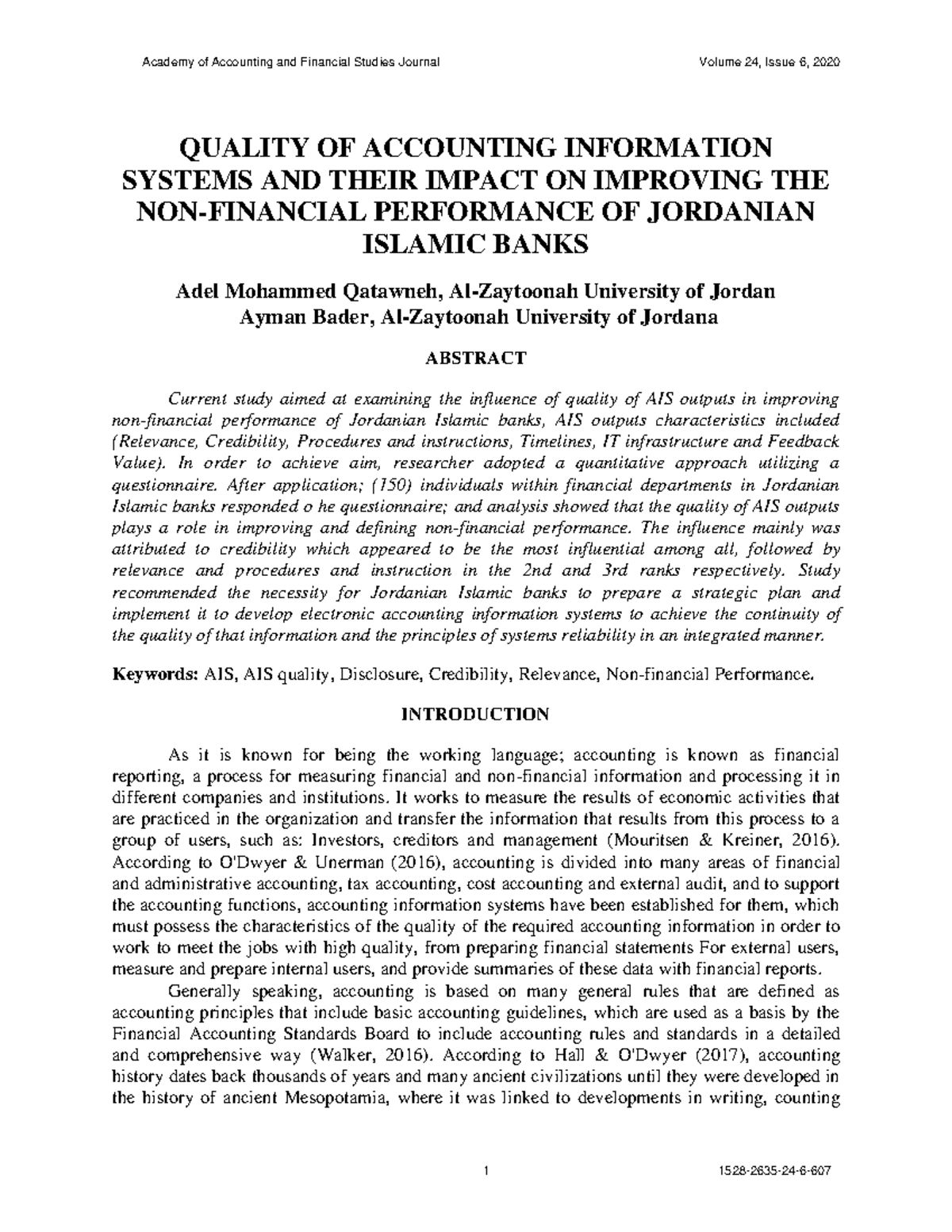 Quality of Accounting Information Systems and Their Impact on Improving ...