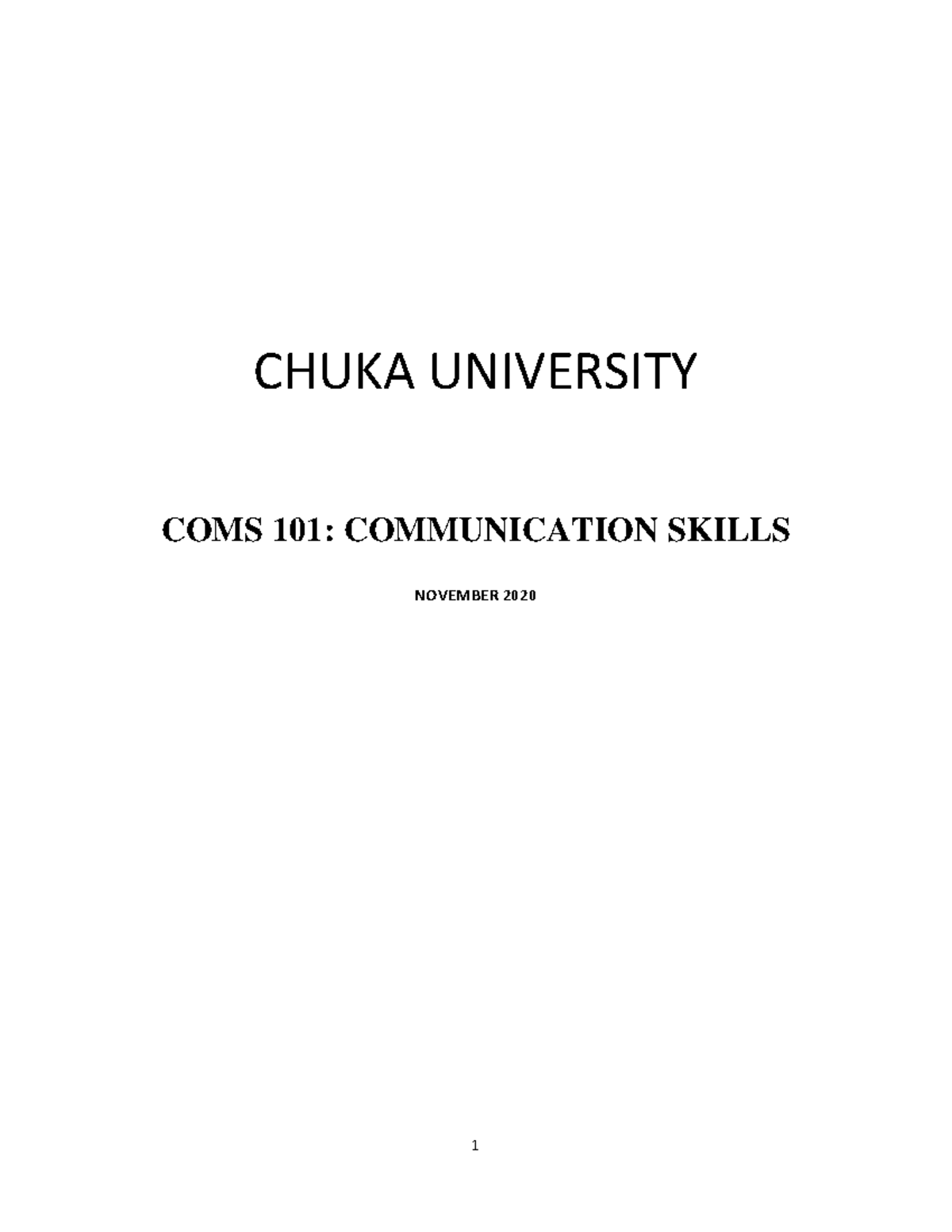 COMS 101 - Communication Skills (2020) - CHUKA UNIVERSITY COMS 101 ...