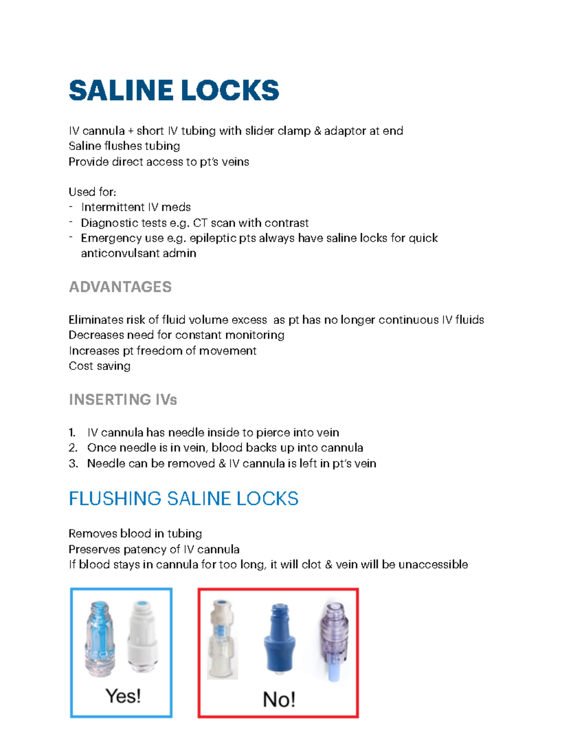 Diagram of a saline lock setup featuring an IV cannula connected to short IV tubing with a slider clamp, commonly used in athlete recovery and sports medicine