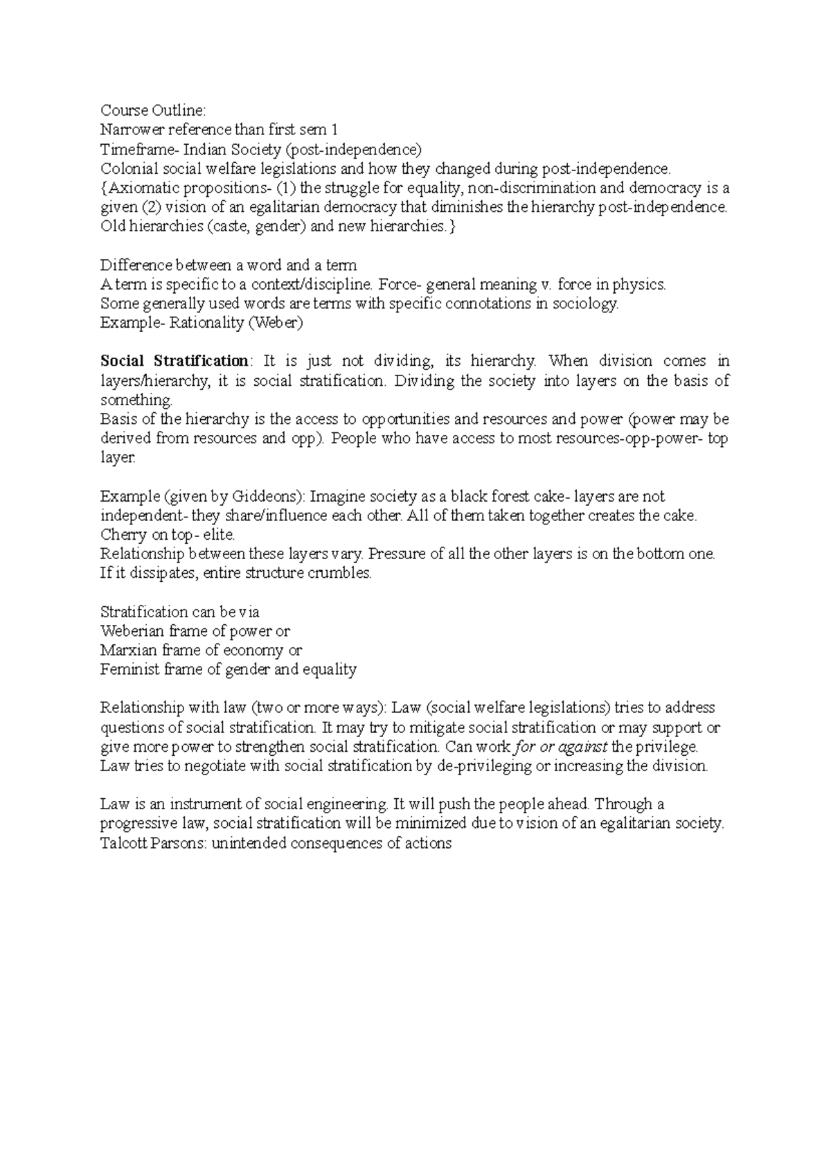 Course Outline - Sociology - Course Outline: Narrower reference than ...