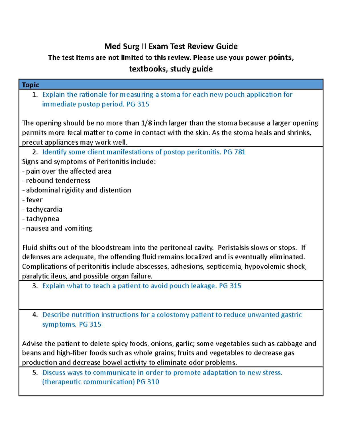Med Surg II Exam #1 Test Review Guide - VNSG 1432 - Studocu
