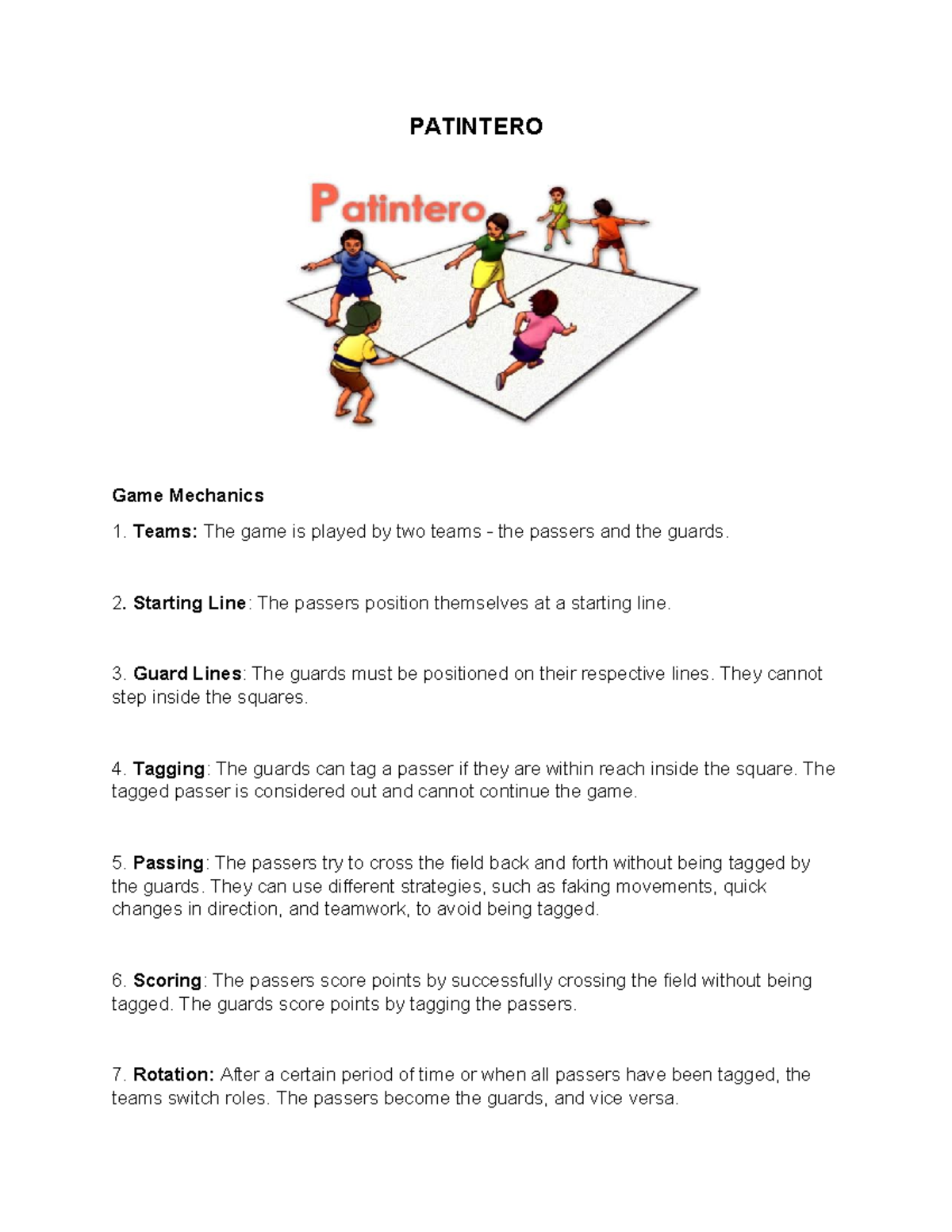 Larong Pinoy G4 Physical Education - PATINTERO Game Mechanics 1. Teams ...