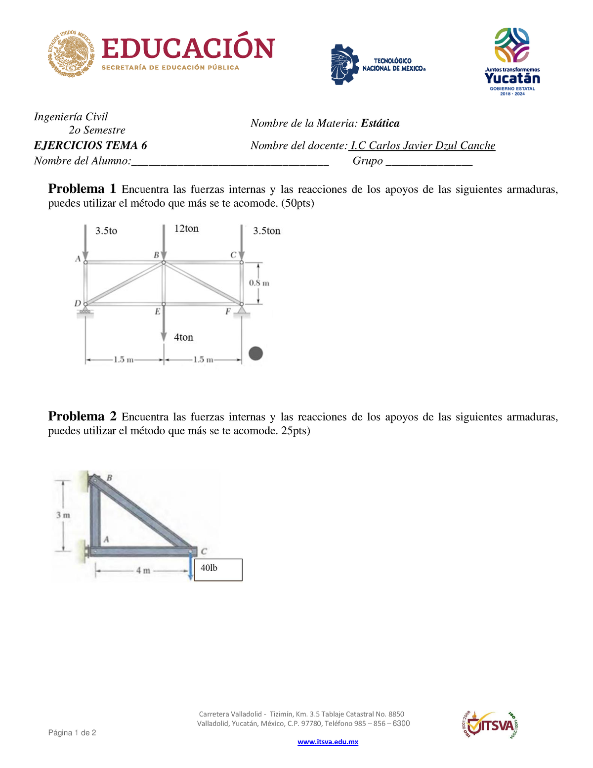 Ejercicios TEMA 6 - En Este Documento Se Encontrara Ejercicos De La ...