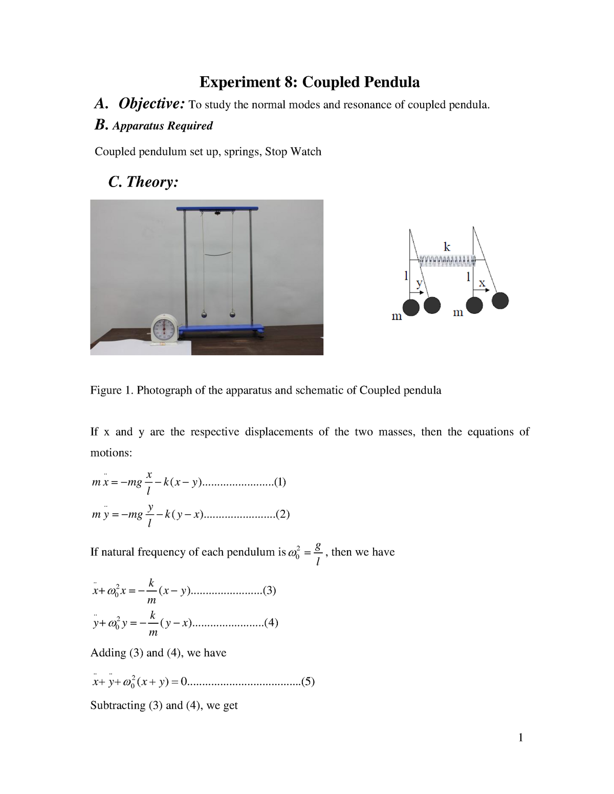 coupled pendulum experiment pdf