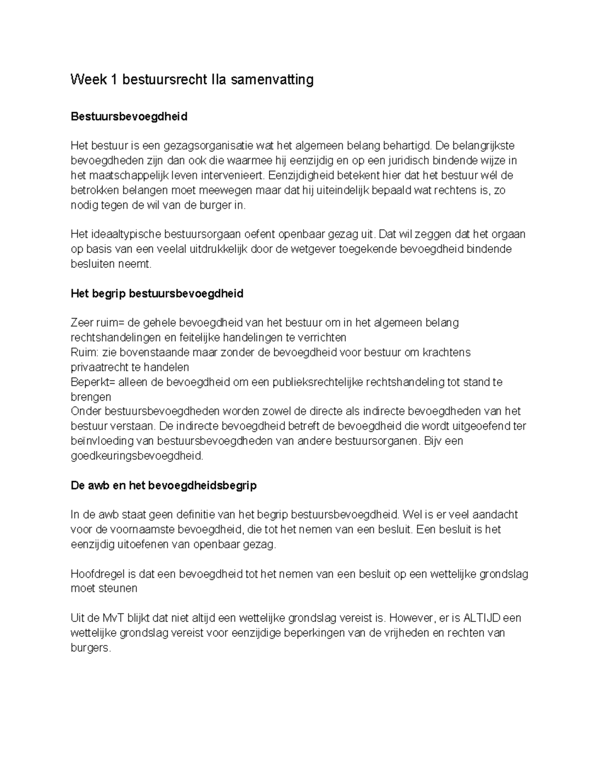 Samenvatting Week 1 Bestuurs(proces)recht IIrn - Week 1 Bestuursrecht ...