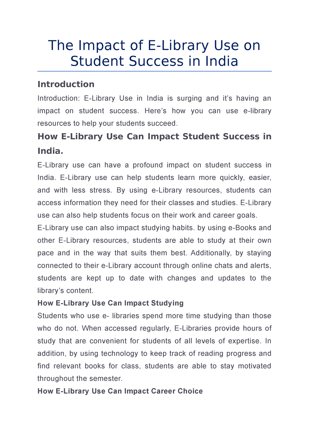 essay on e library