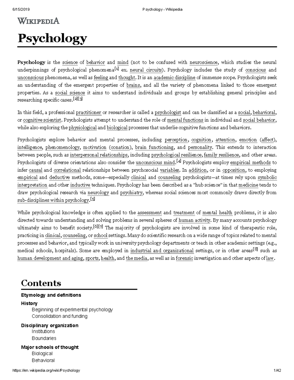 Psychology - good notes - Psychology Psychology is the science of ...
