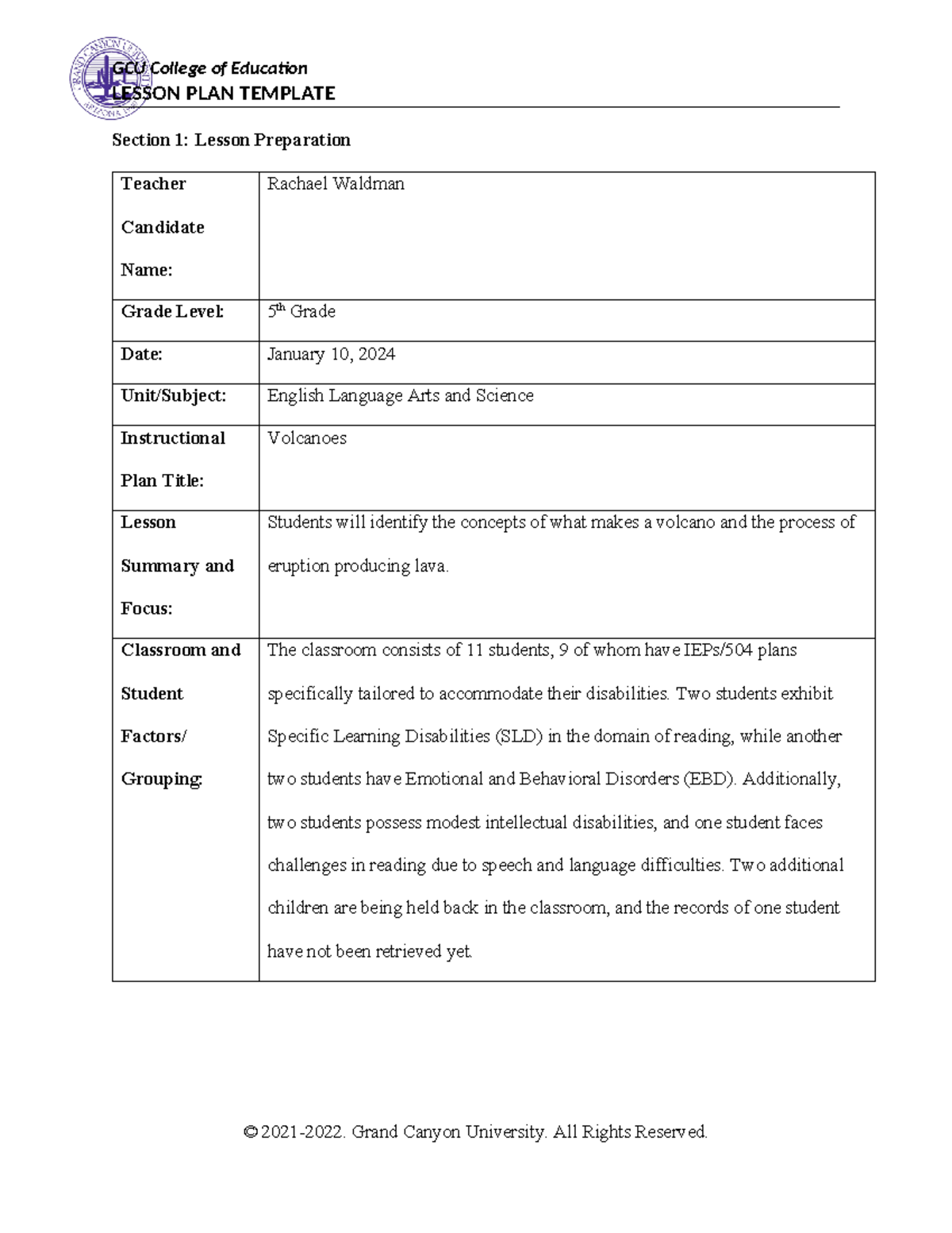 Cross-Curricular Lesson Plan and Rationale - LESSON PLAN TEMPLATE ...