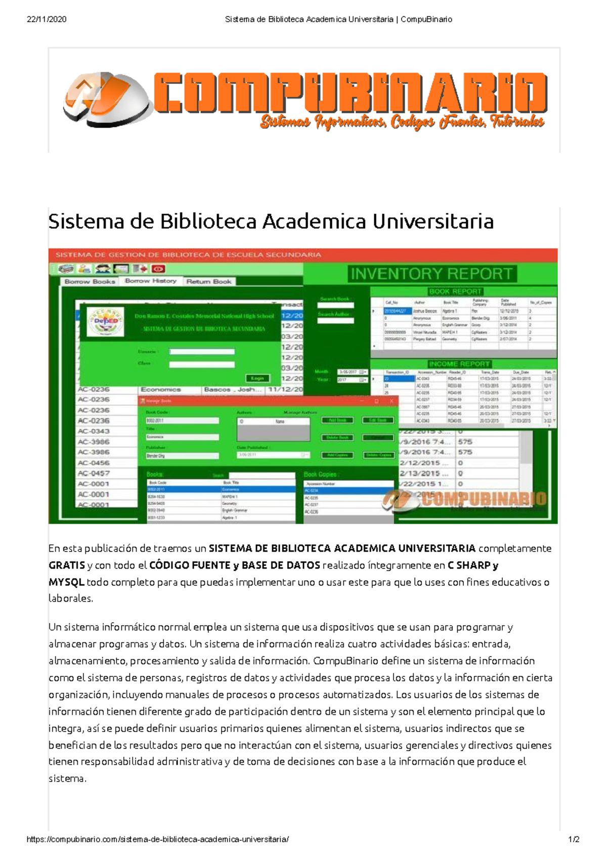 Sistema De Biblioteca Academica Universitaria - Un Sistema Informático ...